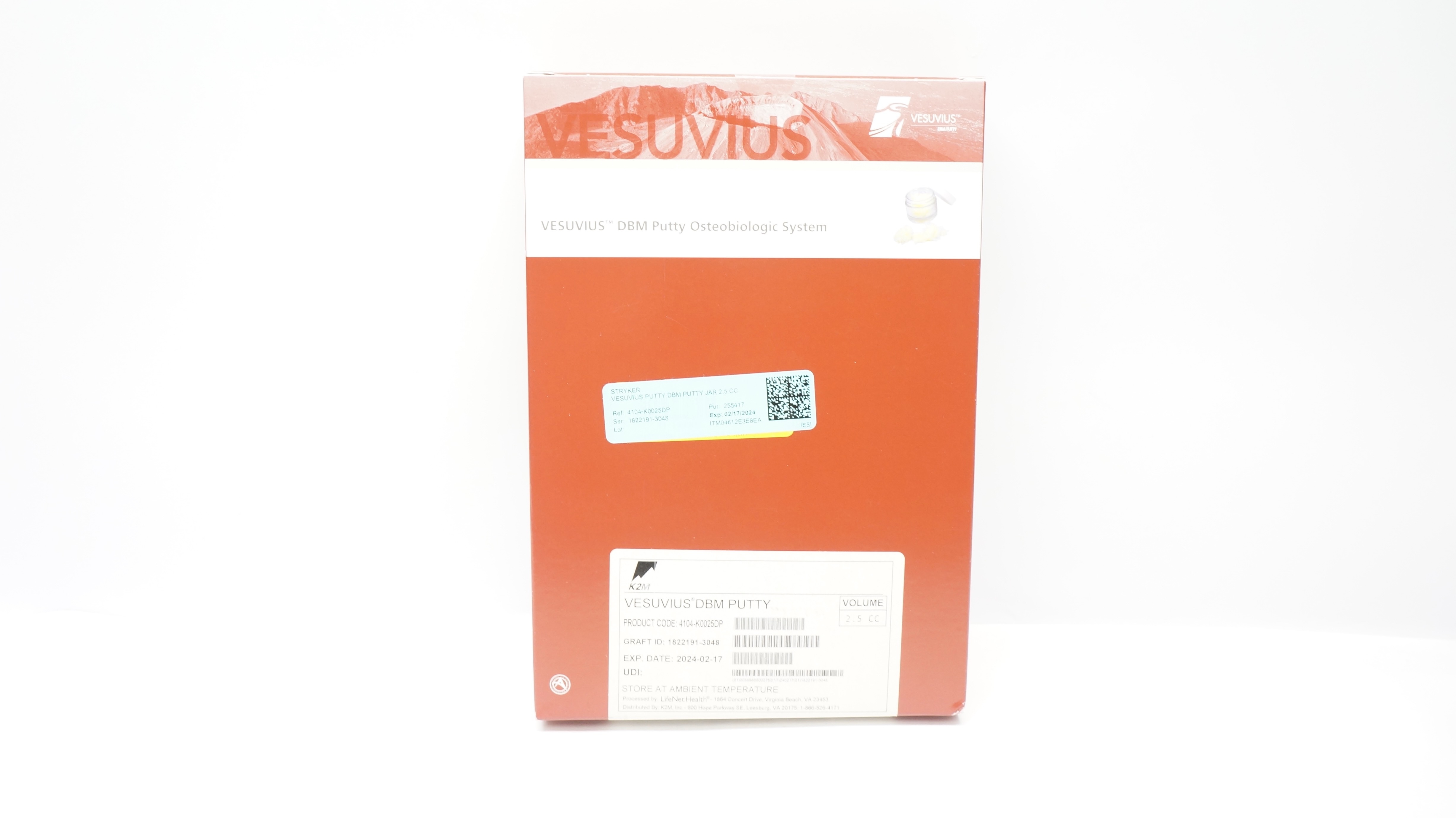 K2M 4104-K0025DP Vesuvius DBM Putty Osteobiologic System, 2.5 CC (x)