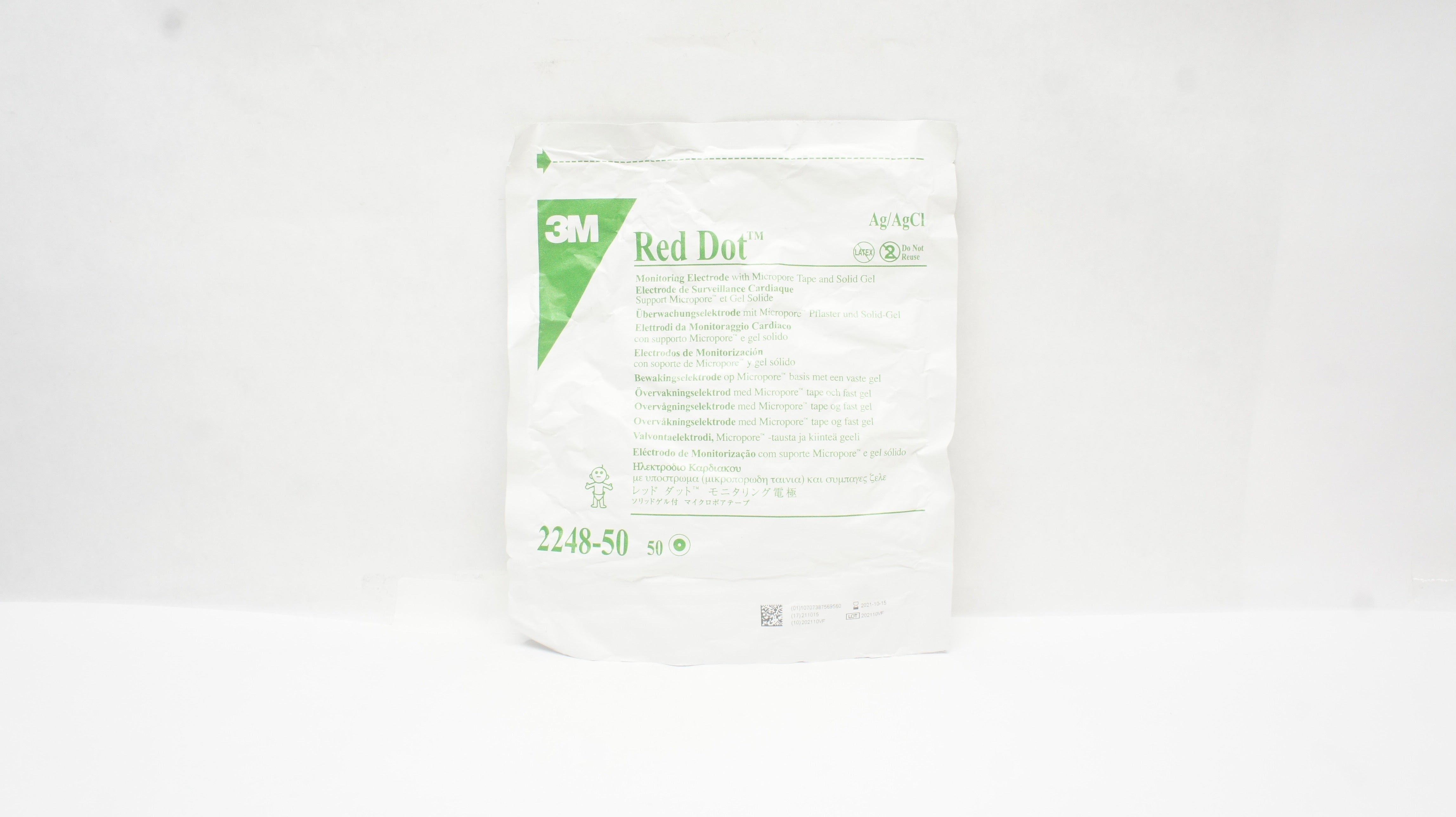 3M 2248-50 Red Dot Monitoring Electrode - Pack of 50 (x)