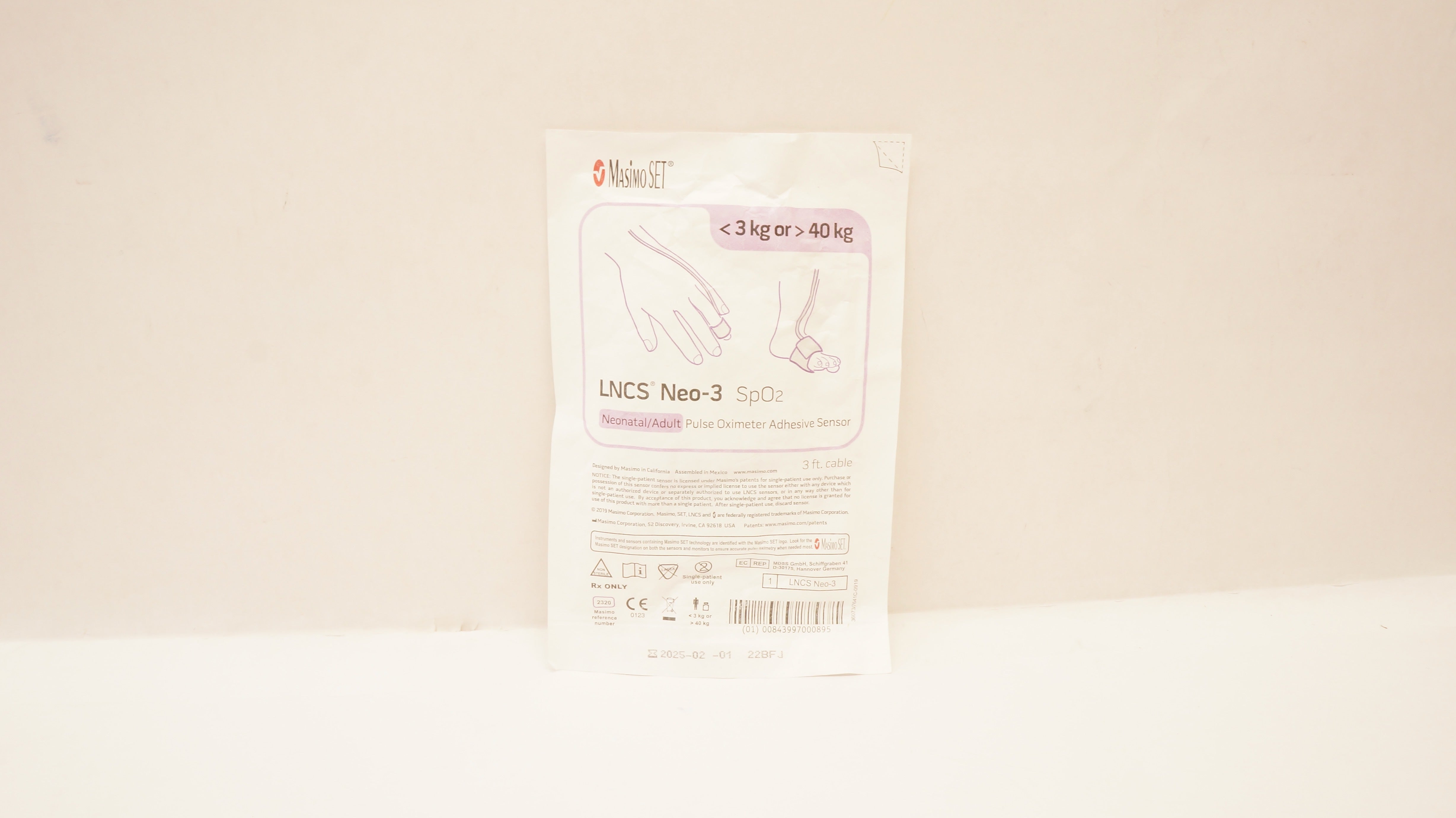 MasimoSet 2320 LNCS Neo-3 SpO₂ Pulse Oximeter Adhesive Sensor <3kg or > 40kg