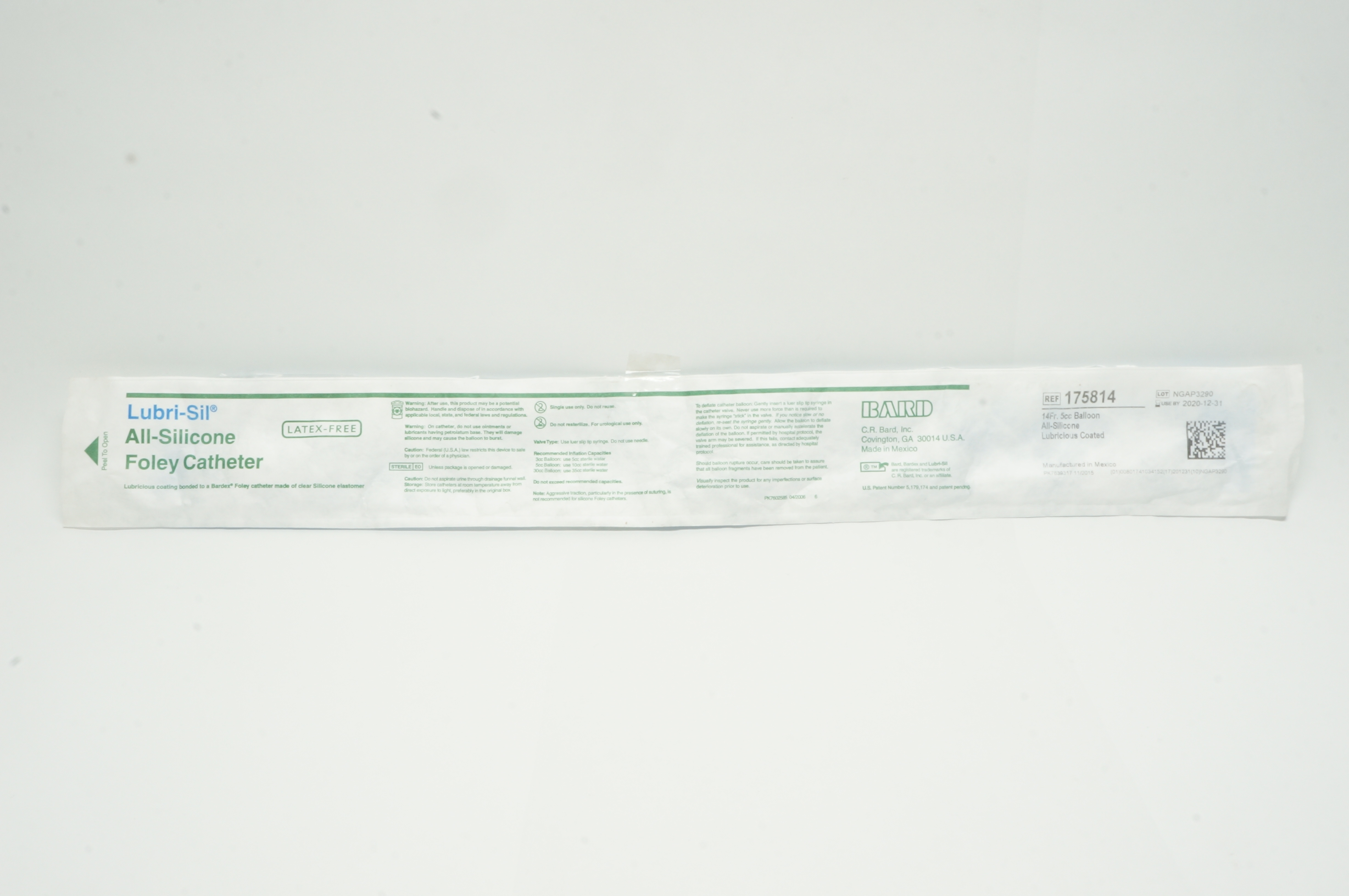 Bard 175814 Lubri-Sil All-Silicone Lubricious Coated Foley Cath. 14Fr (x)