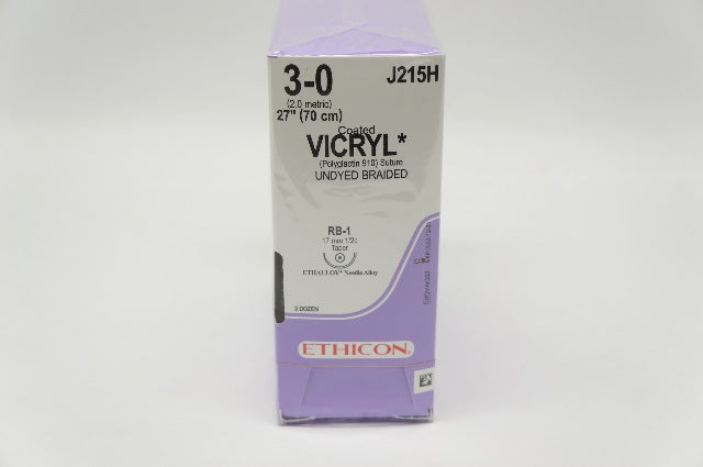 Ethicon J215H 3-0 VICRYL, RB-1, 17mm 1/2c Taper, 27inch - Box of 36