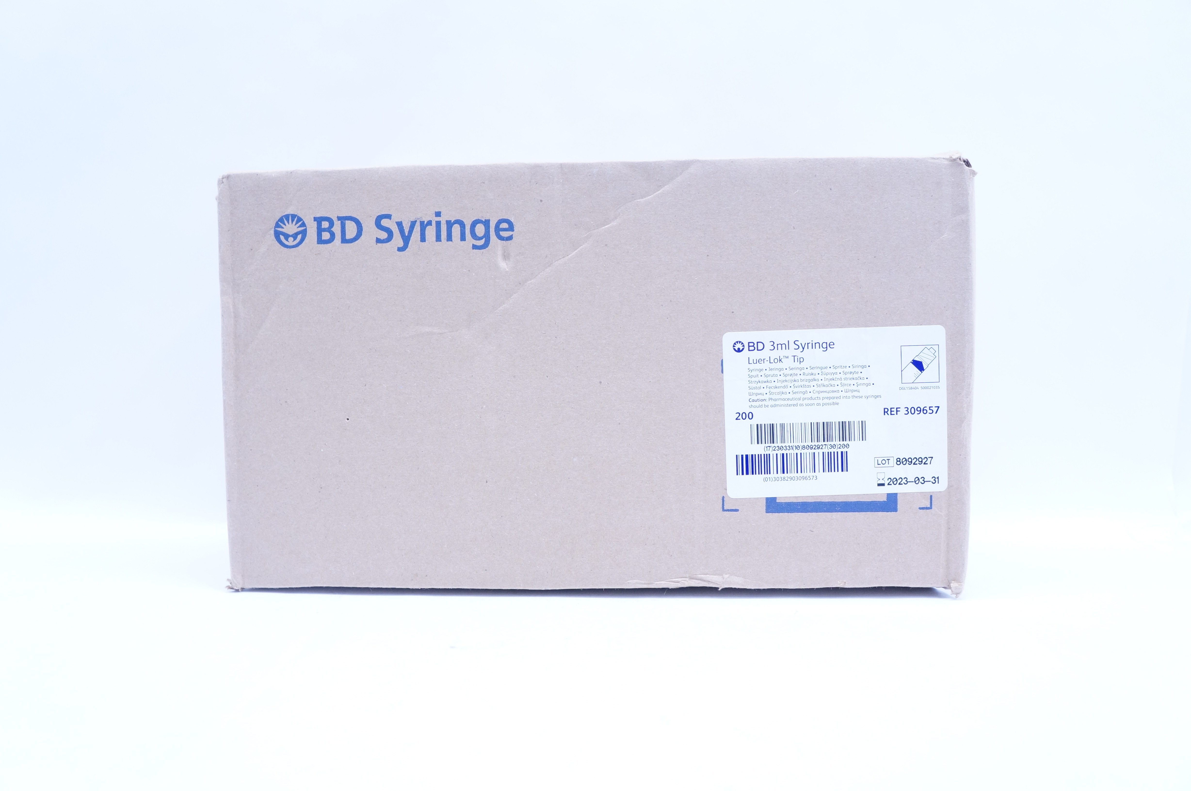 BD 309657 3ml Syringe Luer-Lok Tip - Box of 200