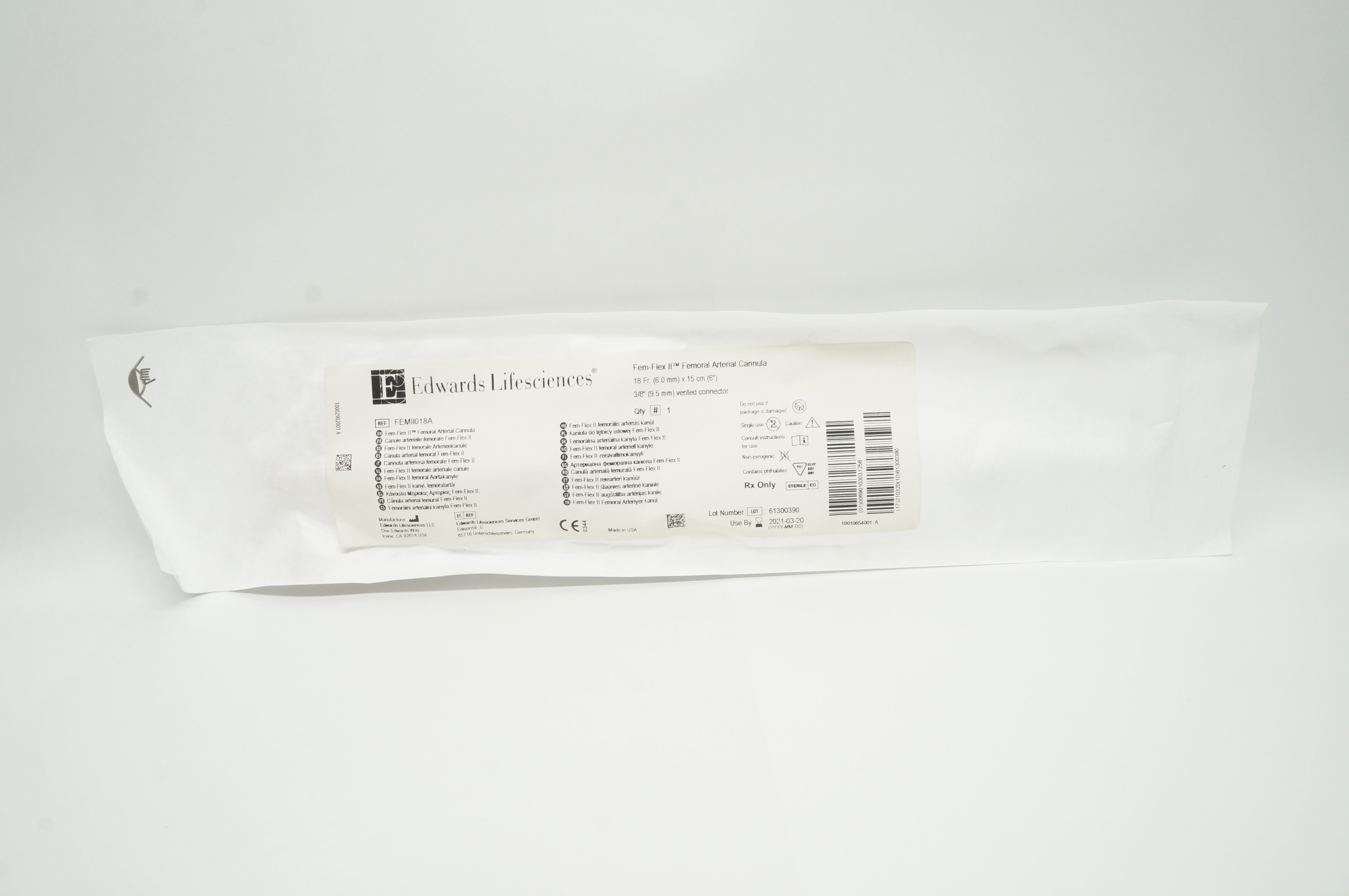Edwards Lifesciences FEMII018A Fem-Flex II Femoral Arterial Cannula 18Fr. (x)