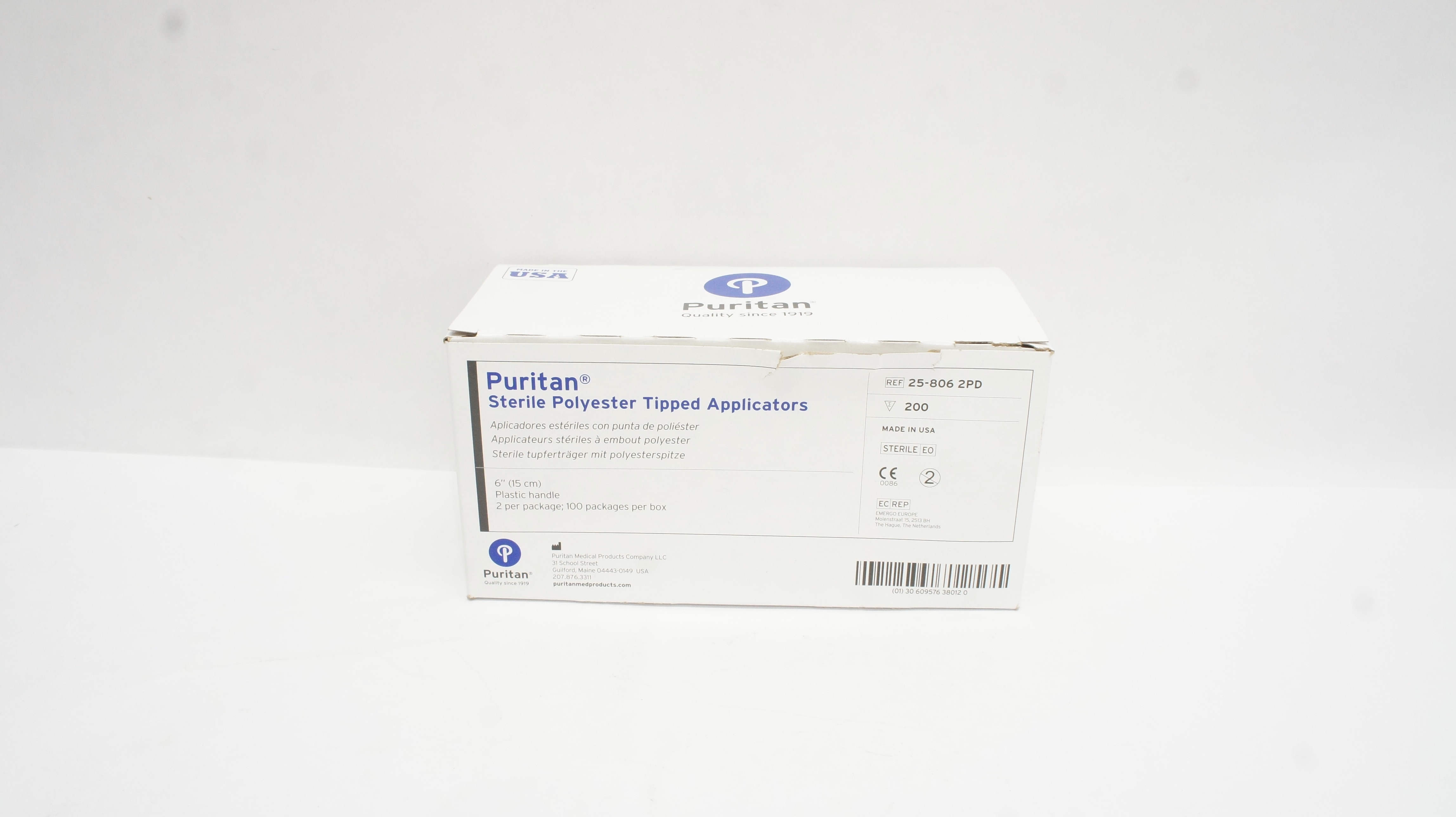 Puritan 25-806 2PD Sterile Polyester Tipped Applicators 6inch - Box of 55