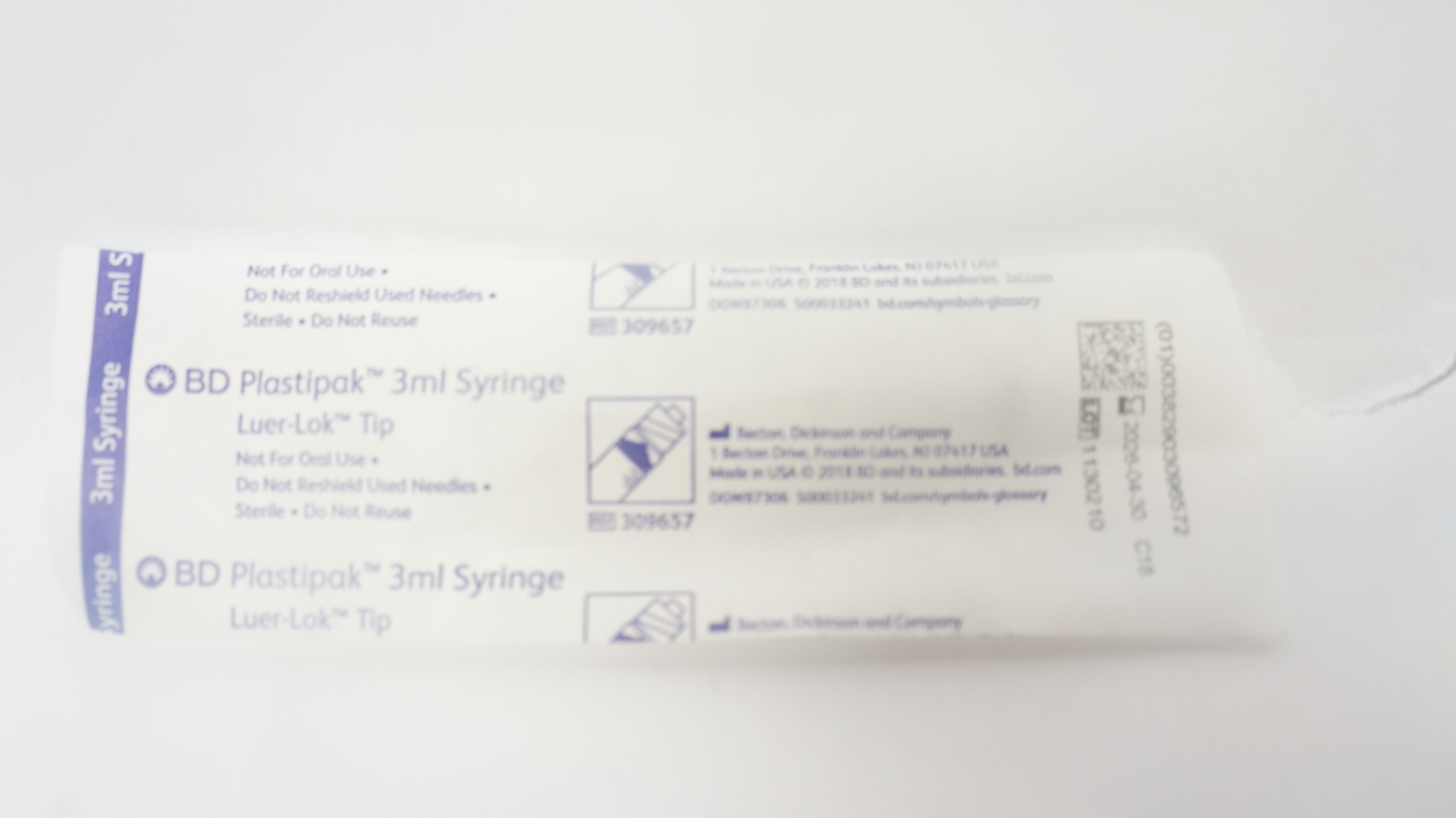 BD 309657 Luer-Lok Tip Syringe 3ml