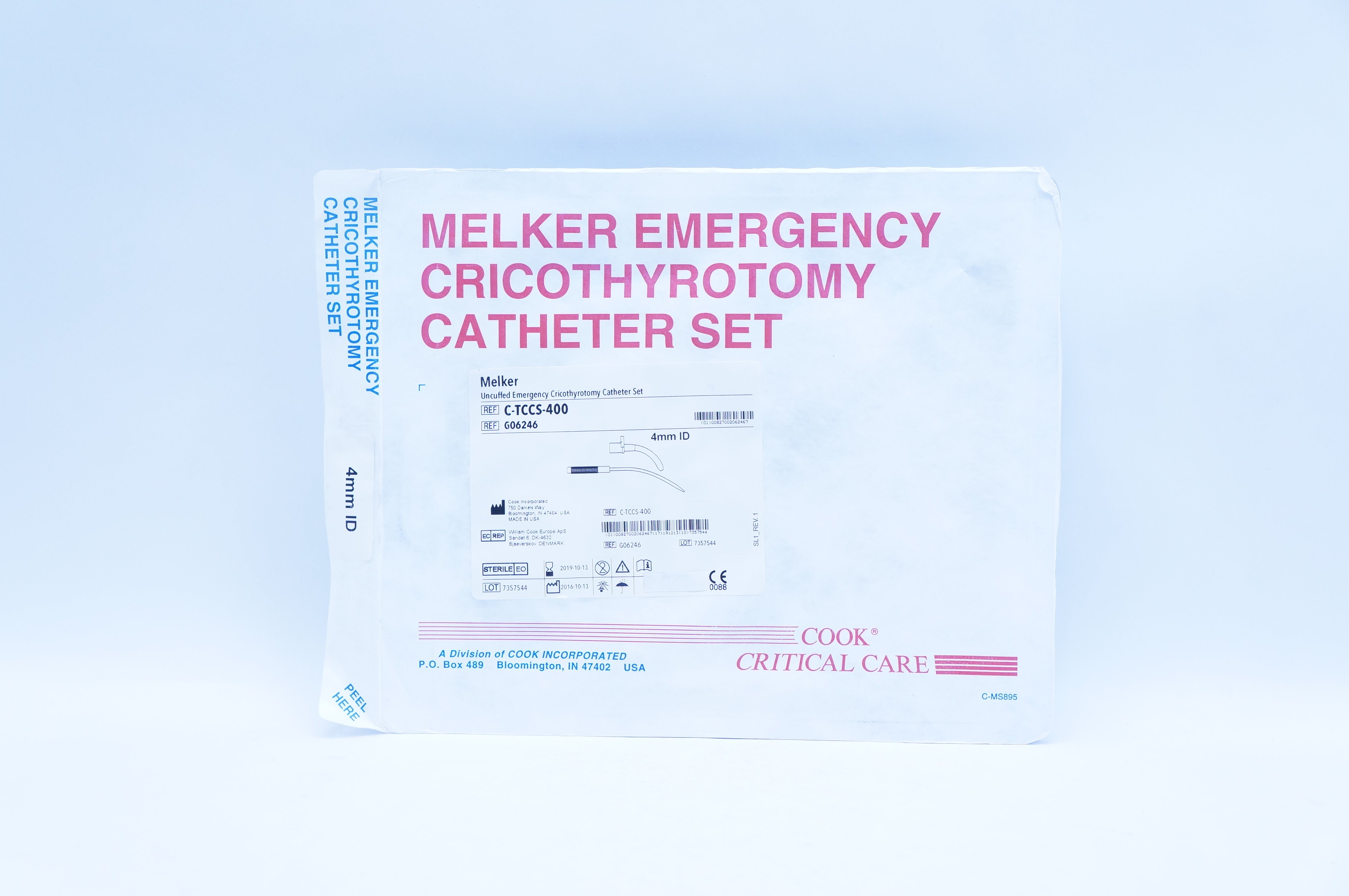 Cook G06246 Melker Uncuffed Emergency Cricothyrotomy Cath. Set  4mm ID (x)