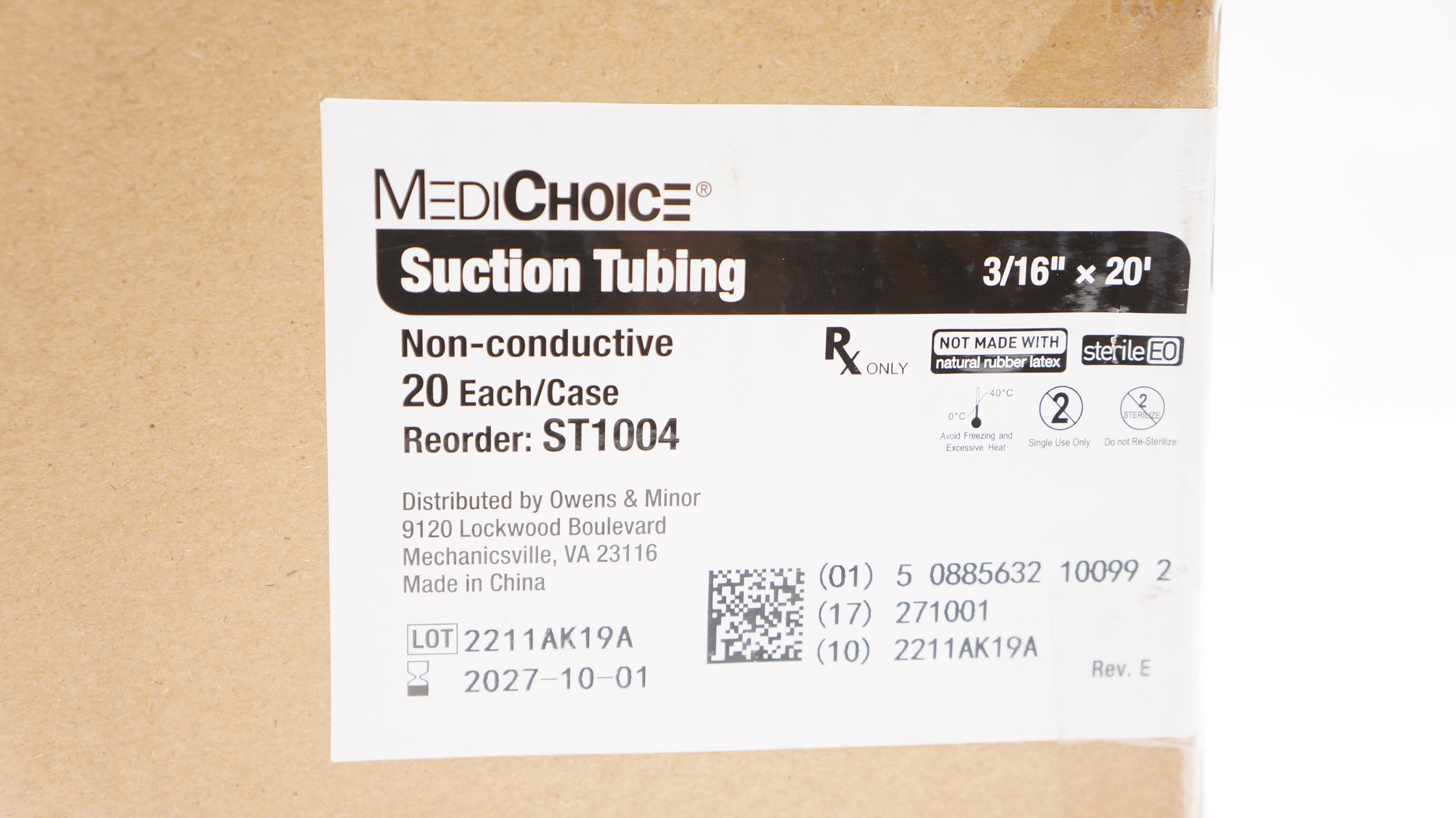 MediChoice ST1004 Suction Tubing Non-Conductive 3/16inch x 20Ft - Case of 20