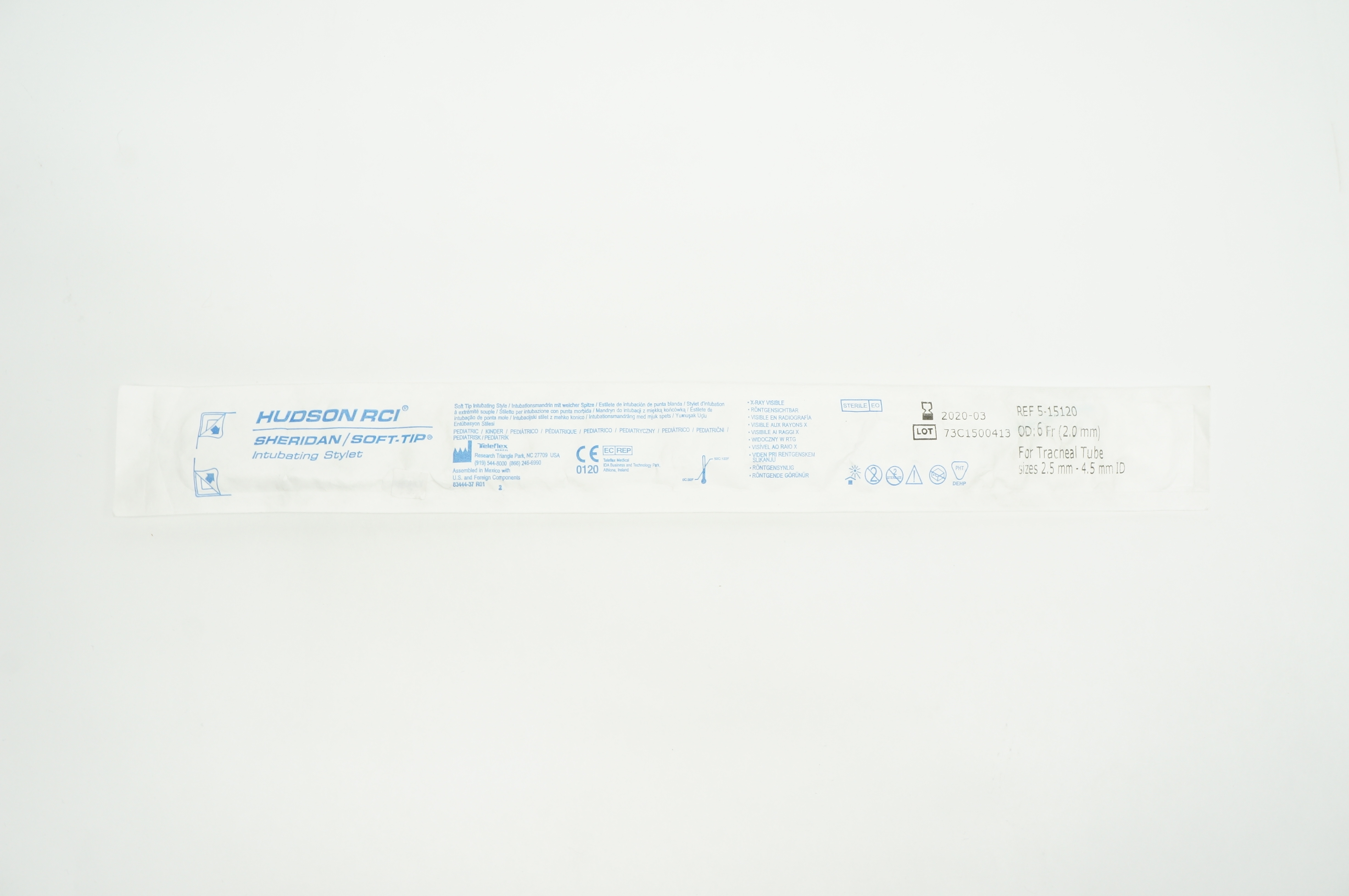 Teleflex 5-15120 Hudson RCI Sheridan Soft-Tip Intubating Stylet 6F (x)