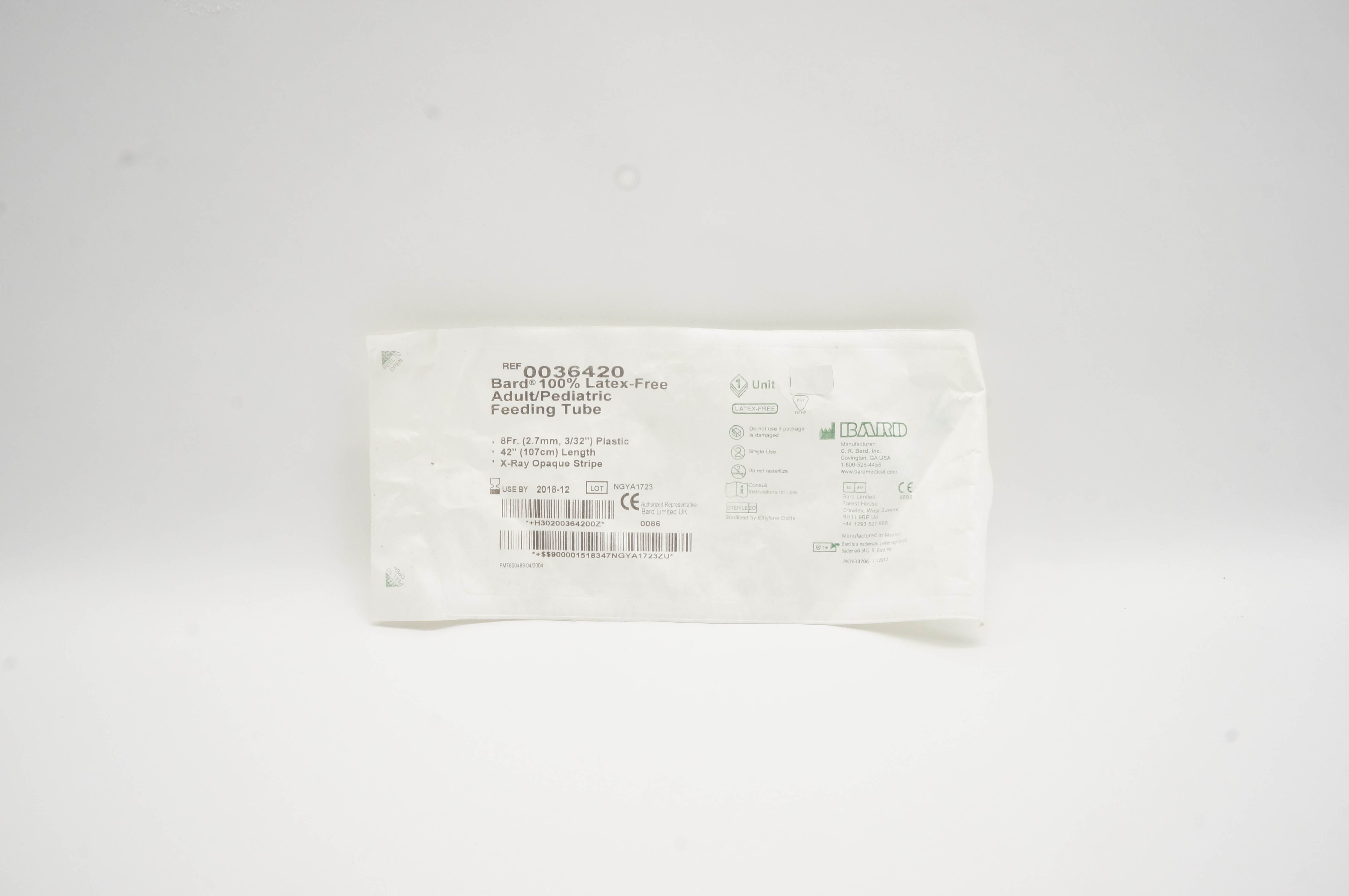 Bard 0036420 Latex-Free Adult / Pediatric Feeding Tube 8Fr. x 42inch (x)