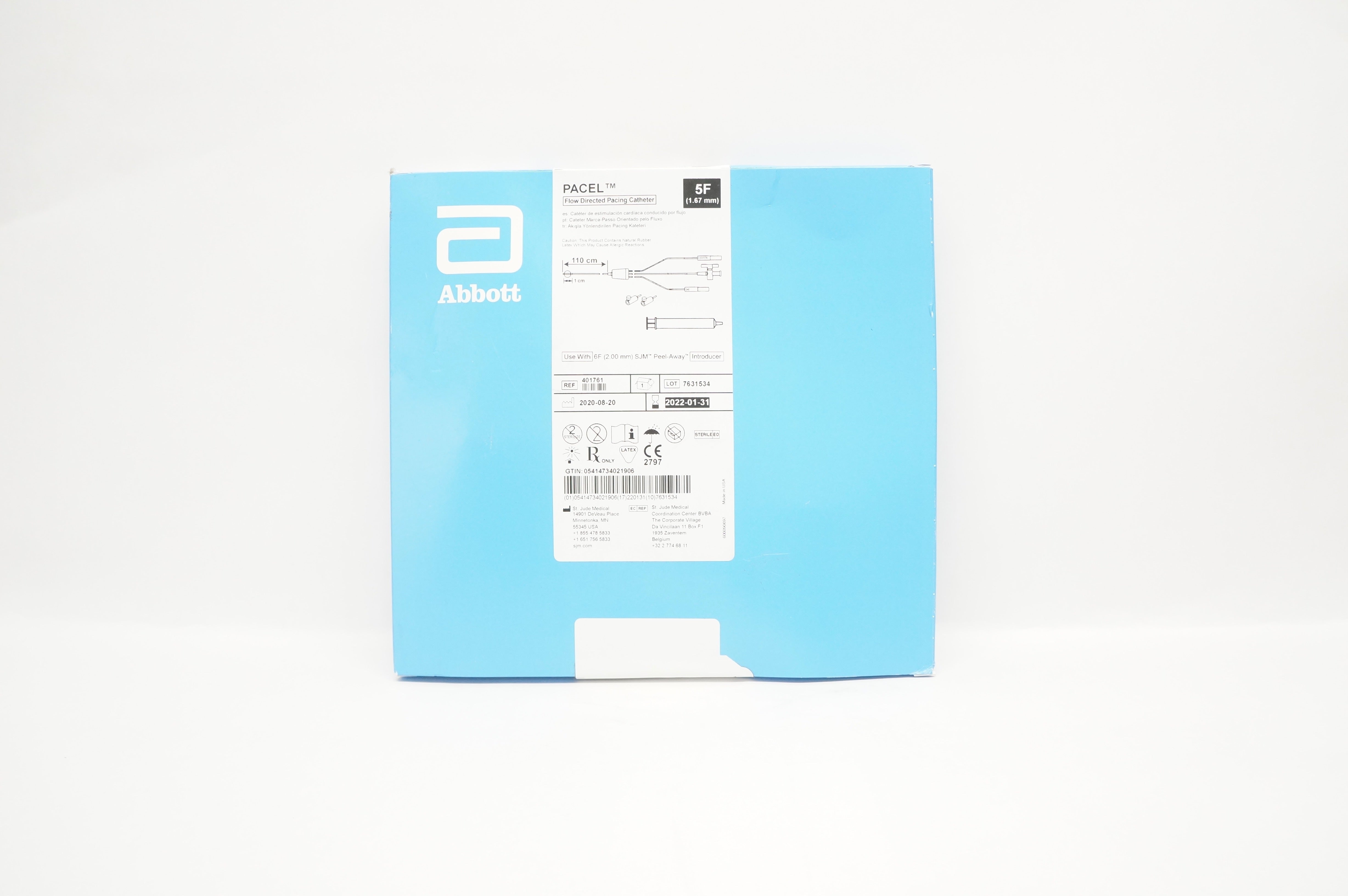Abbott 401761 PACEL Flow Directed Pacing Cath. 5F x 1cm x 110cm (x)