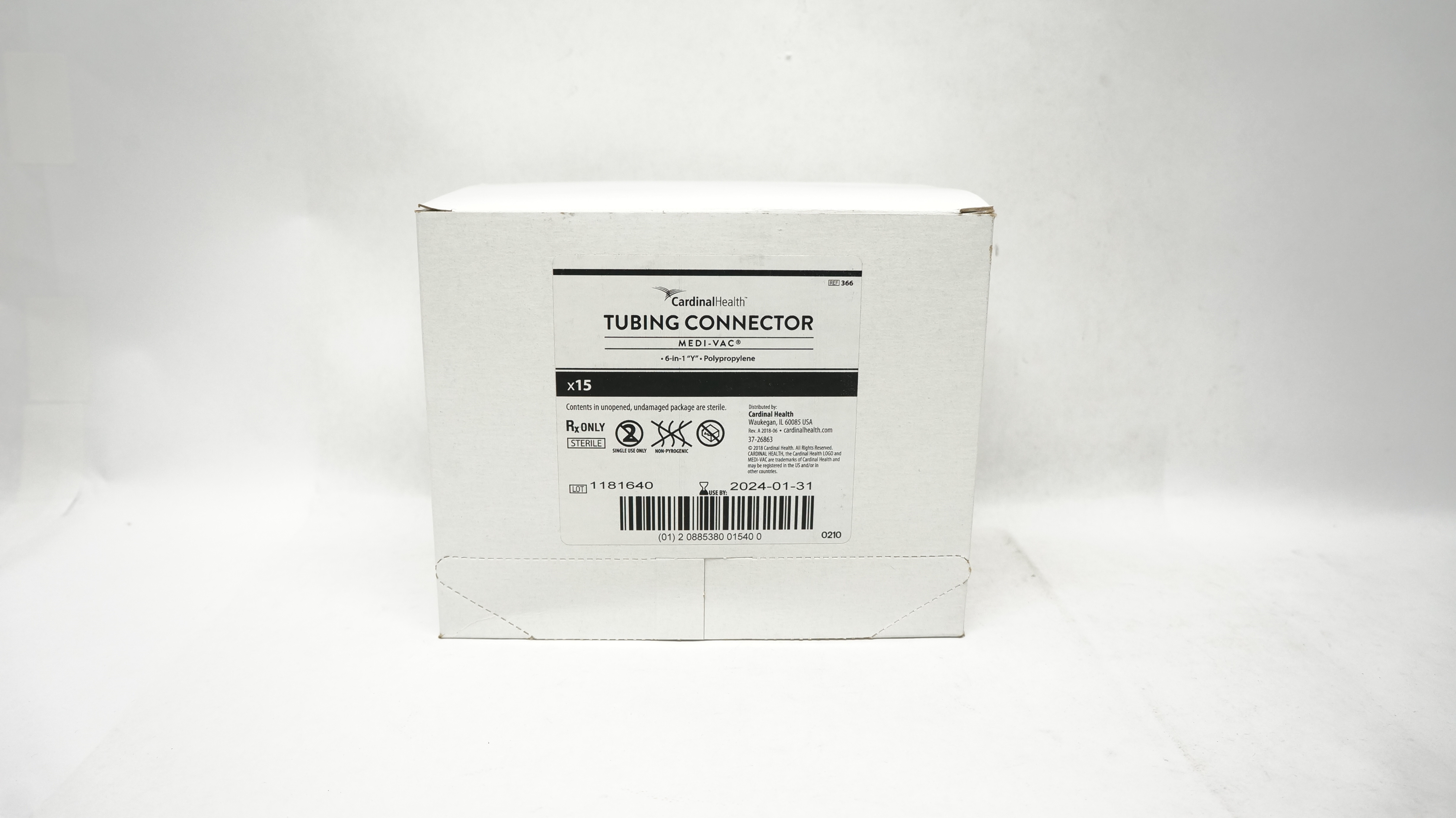 Cardinal Health 366 Medi-Vac Tubing Connector 6 in 1 "Y"(x) - Box of 15