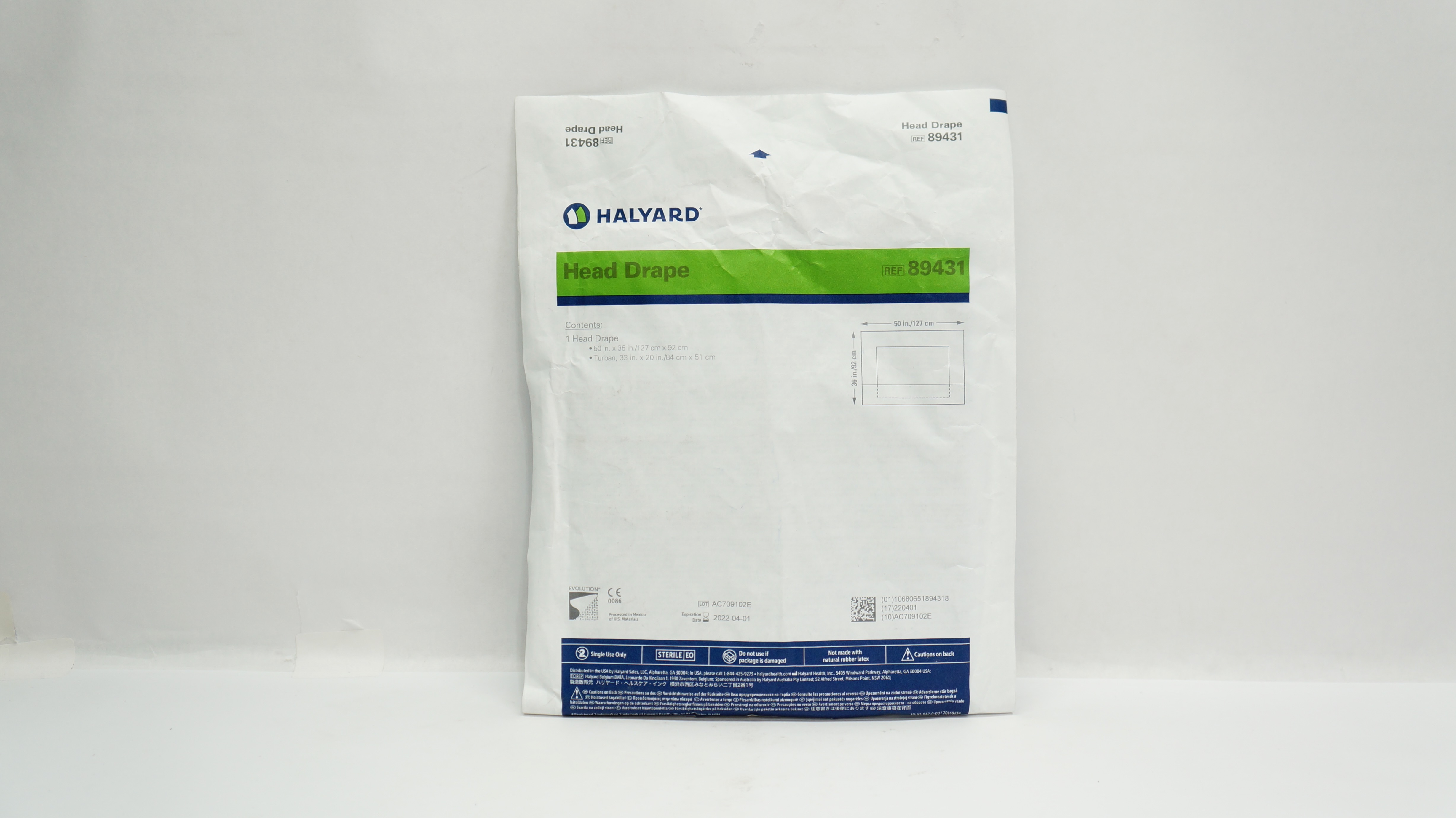 Halyard 89431 Head Drape 50inch x 36inch (x)