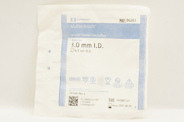 Covidien 86263 Mallinckrodt Oral RAE Preformed Tracheal Tube Uncuffed 3x4.1mm(x)