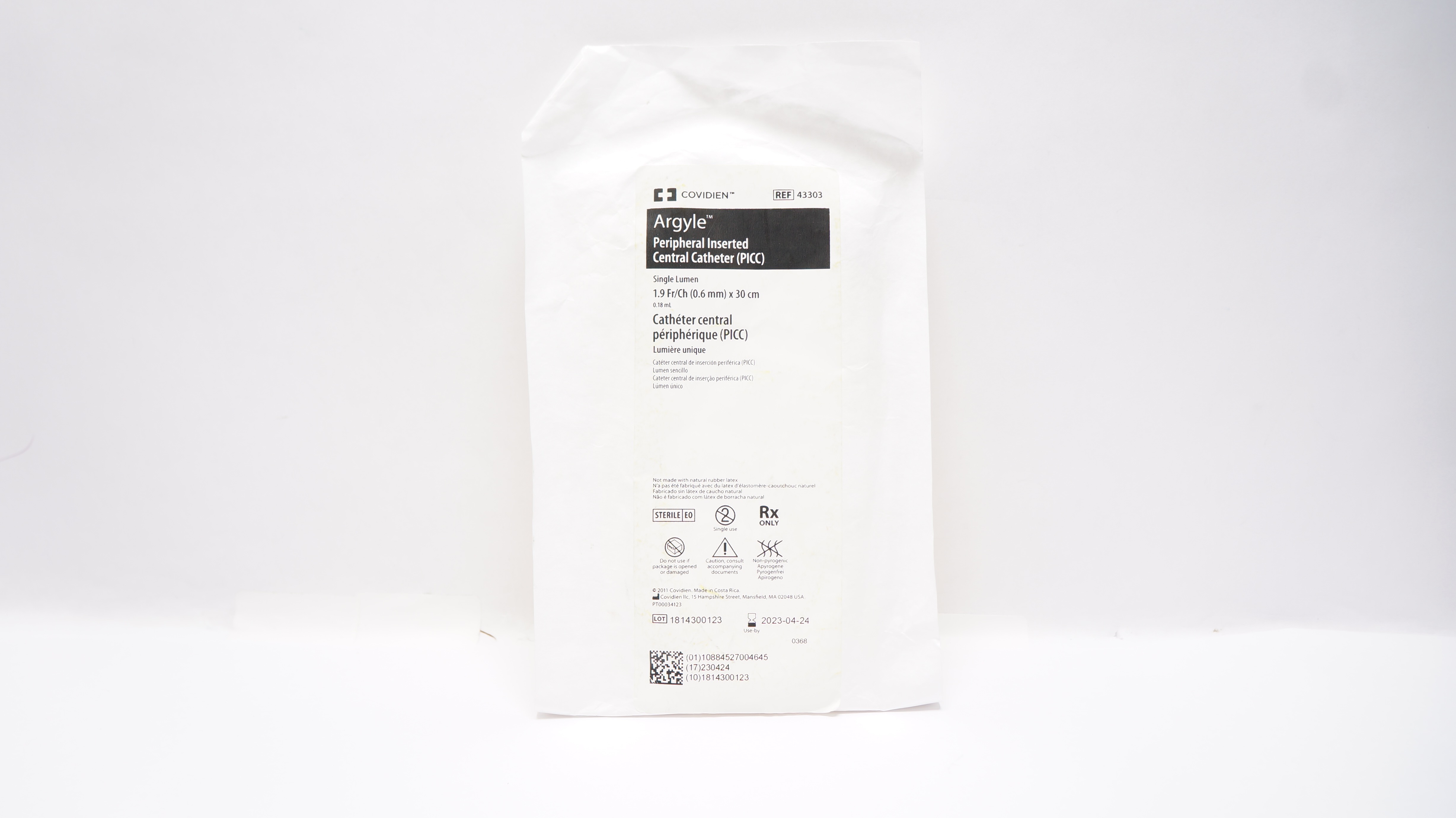 Covidien 43303 Argyle Peripheral Inserted Central Cath. 1.9Fr/Ch x 30cm0.18mL(x)