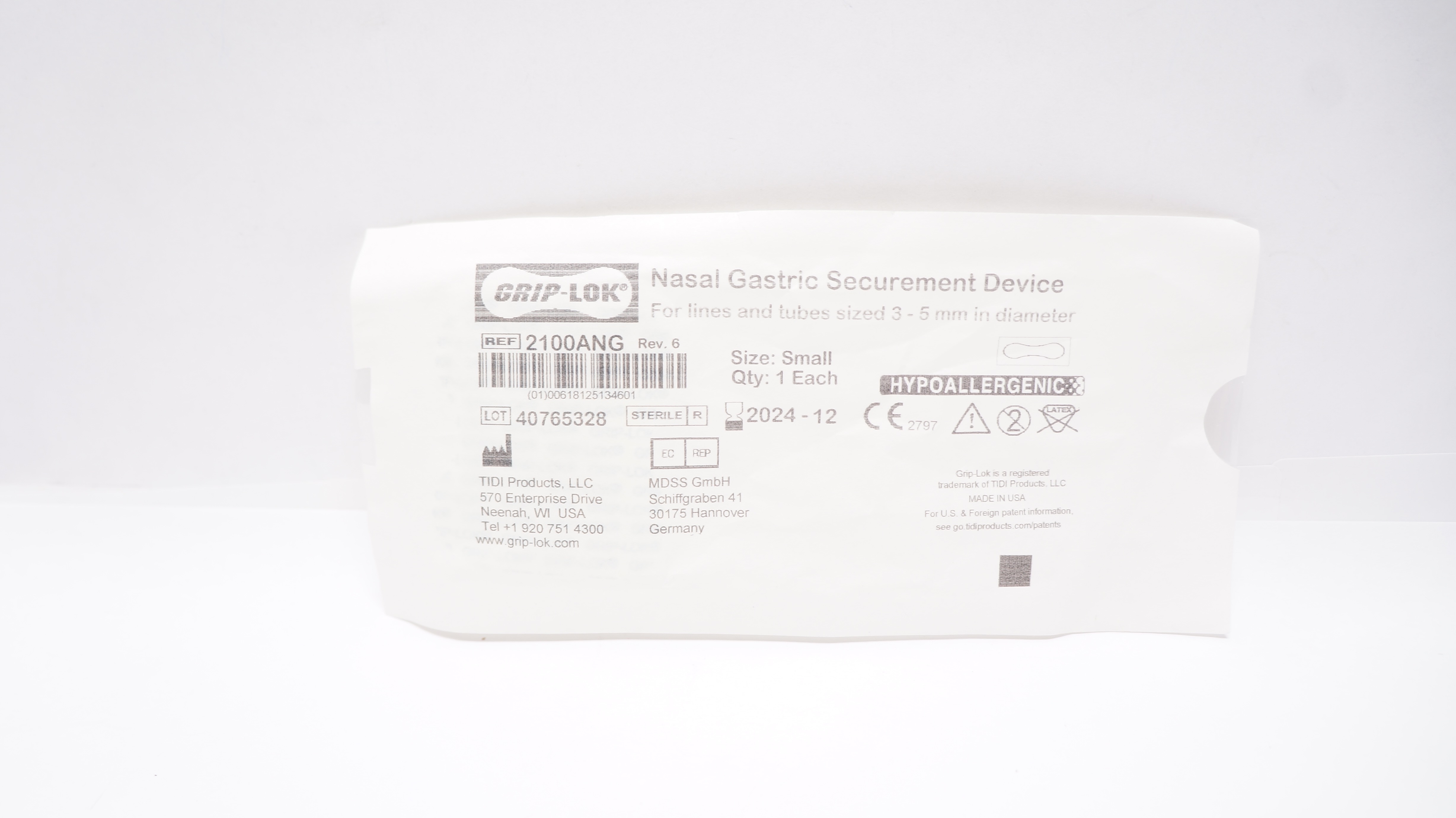 Tidi 2100ANG Nasal Gastric Securement Device, Small