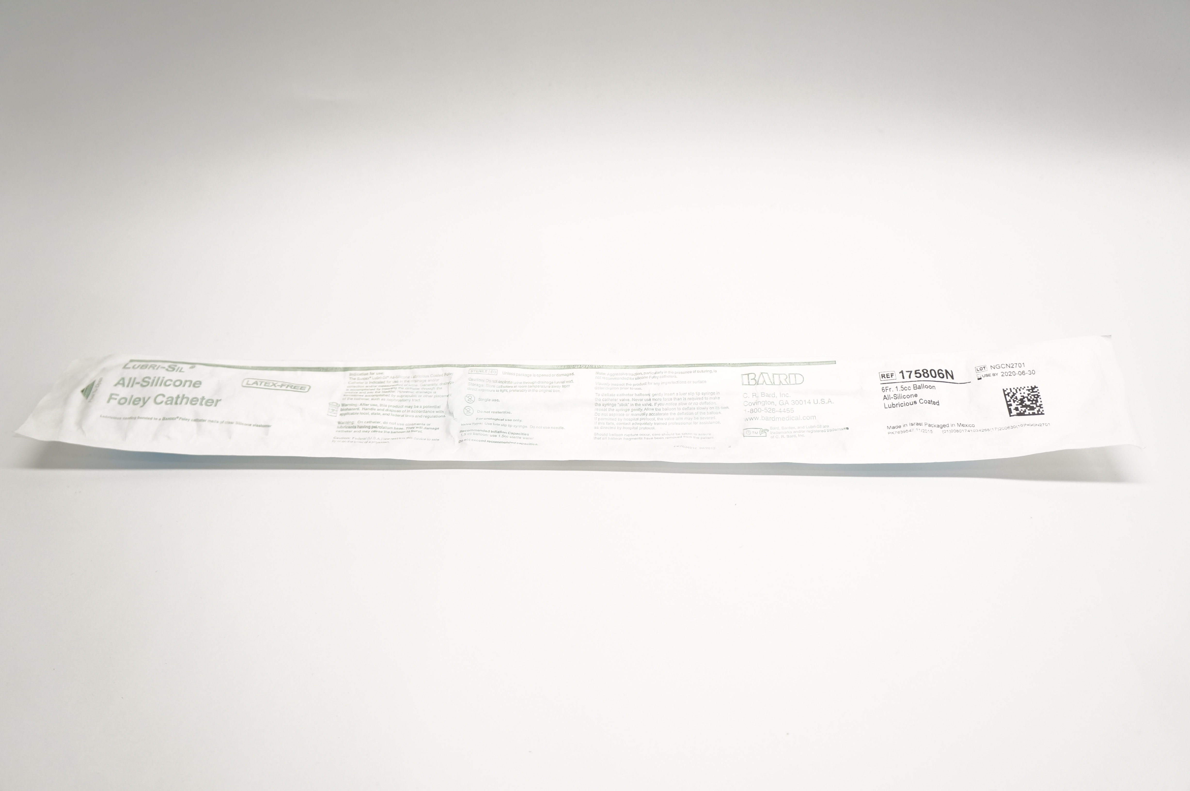 Bard 175806N Lubri-Sil All-Silicone Foley Cath. 6Fr. 1.5cc (x)