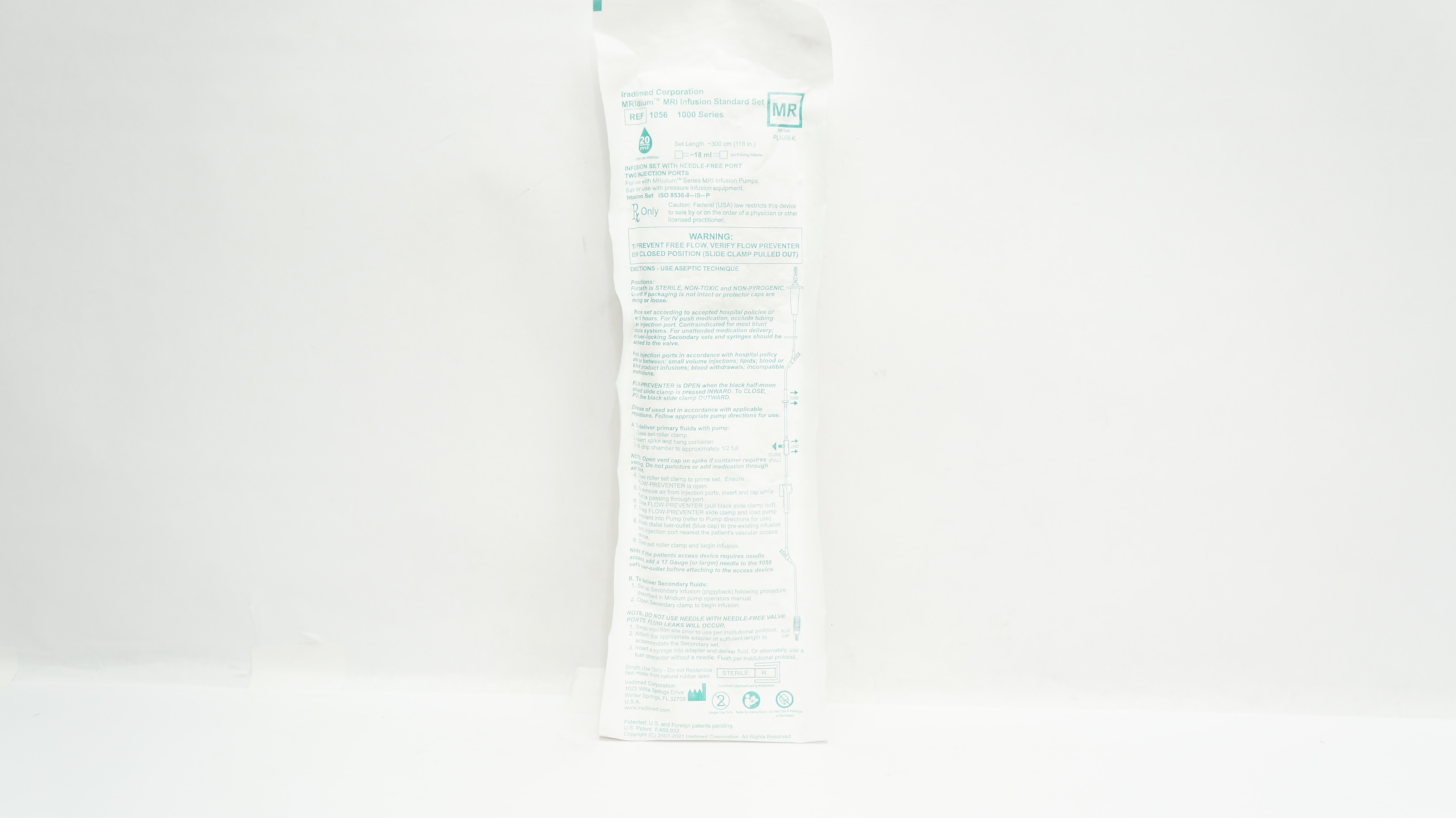 Iradimed 1056 MRIdium MRI Infusion Standard Set 20 drops/mL, 18mL x 118inch