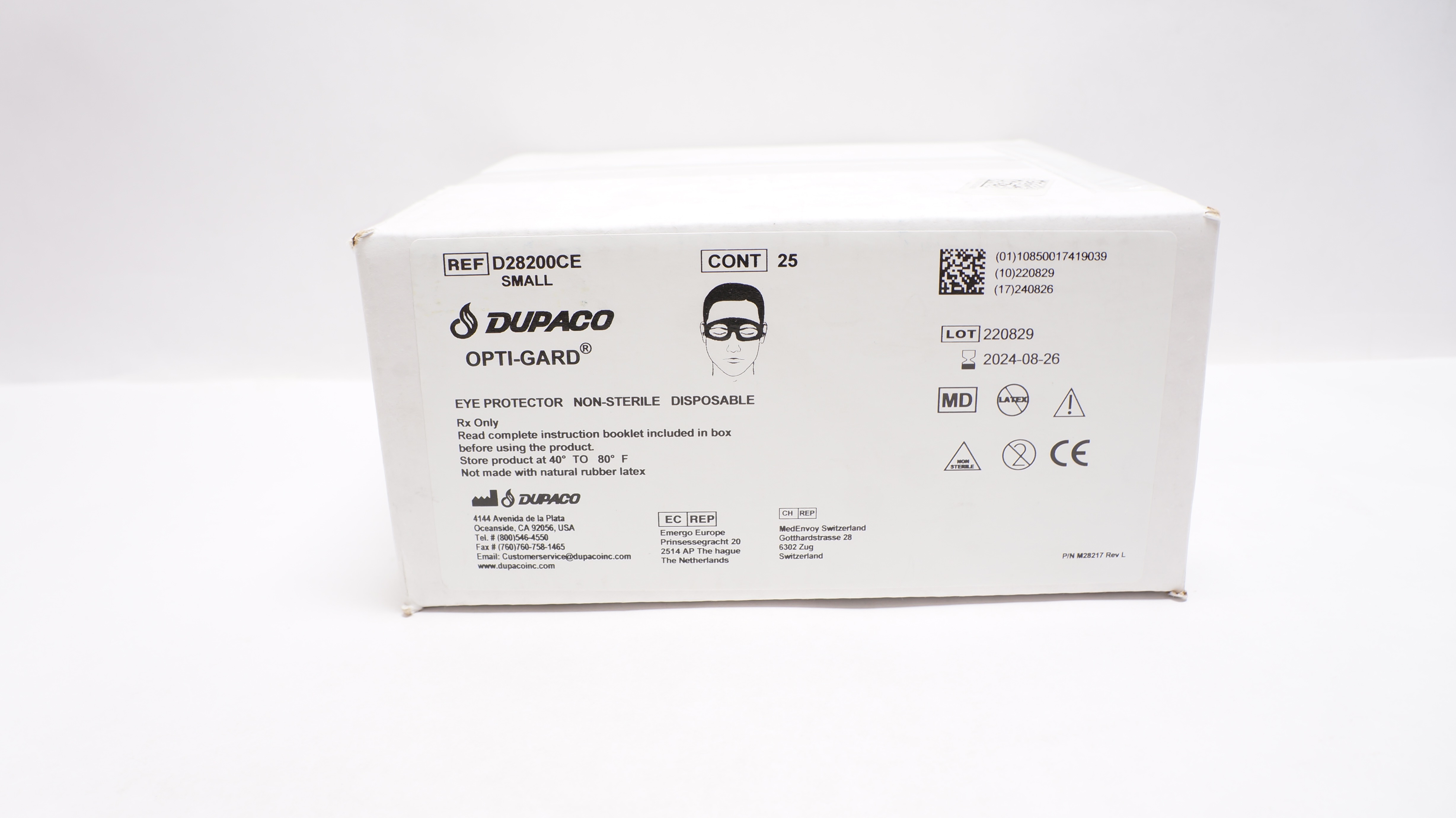 Dupaco D28200CE Opti-Gard Eye Protector Small - Box of 25