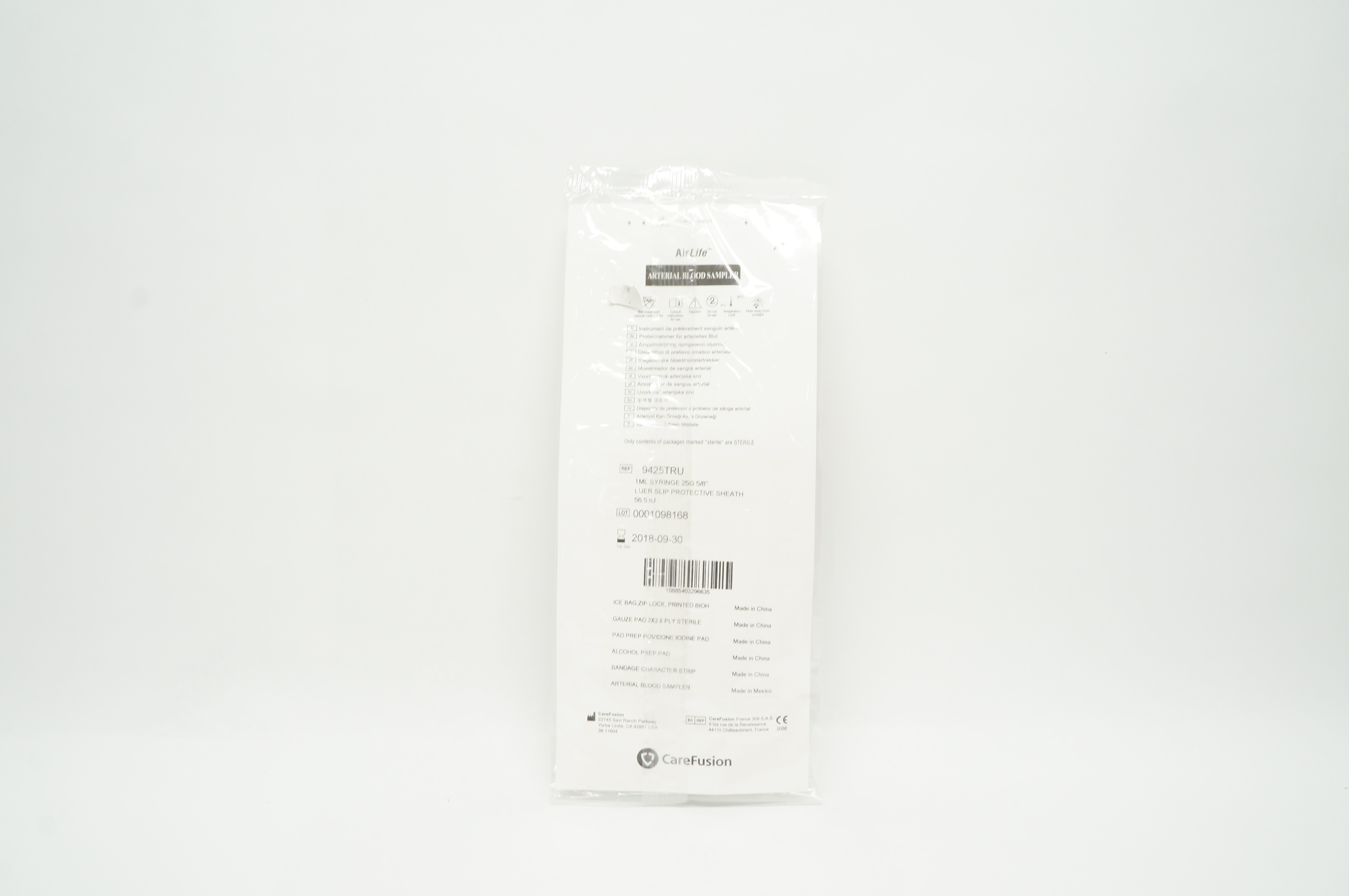 CareFusion 9425TRU AirLife Arterial Blood Sampler 1ml Syringe 25G 5/8 inch (x)