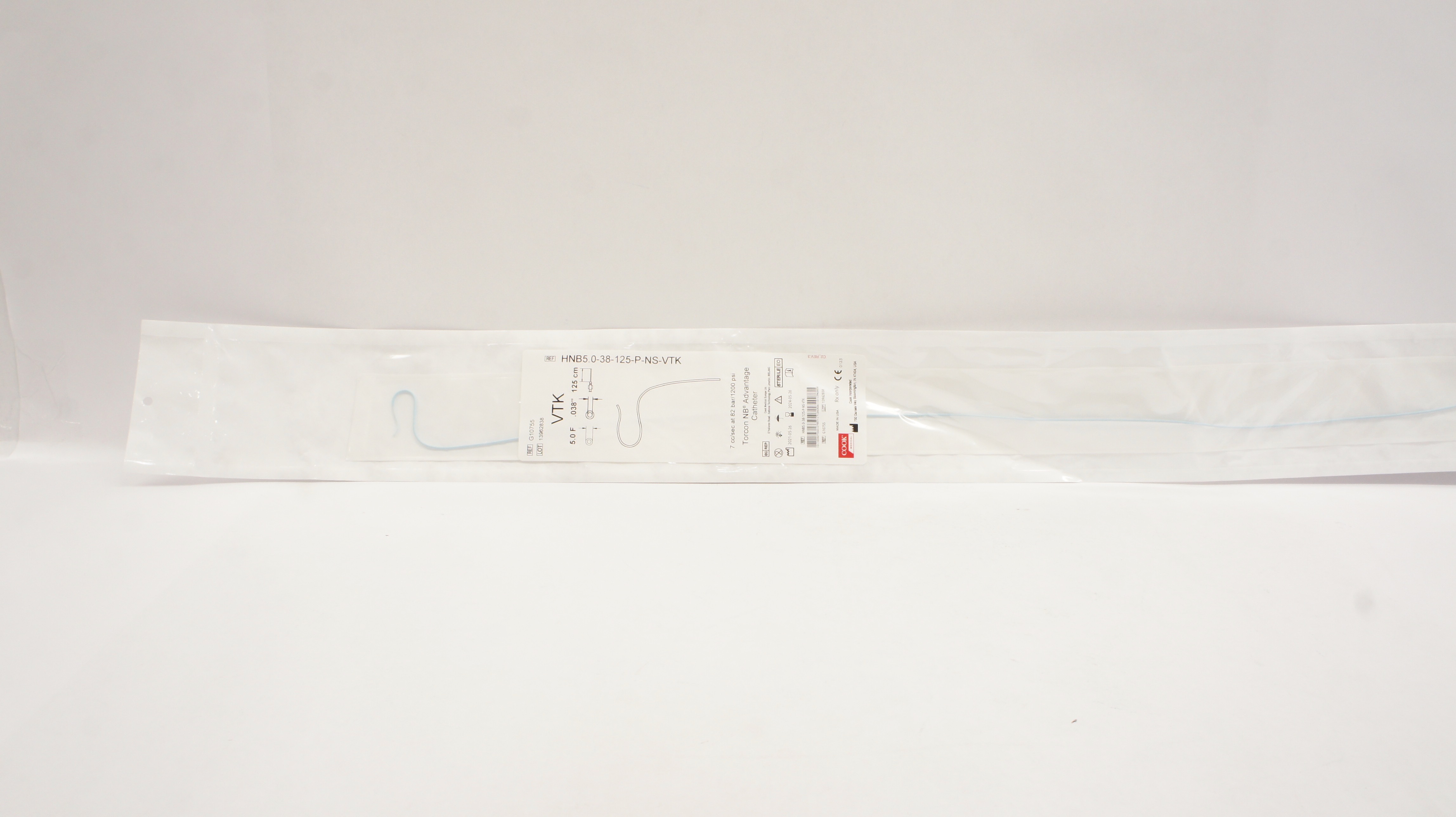 Cook Medical G10755 VTK Torcon NB Advantage Cath. 5.0F x .038inch x 125cm