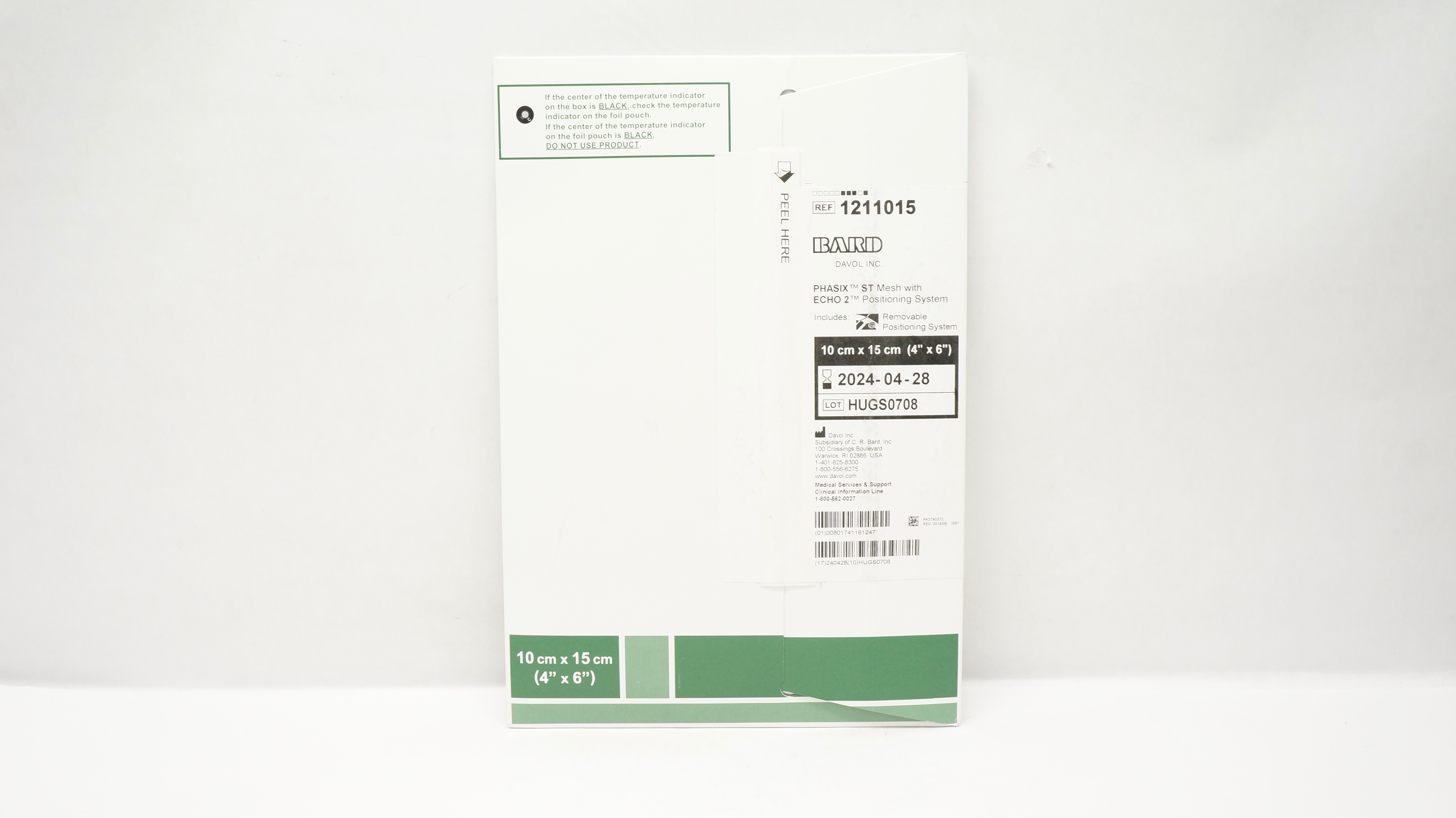 Bard 1211015 Davol Phasix ST Mesh W/Echo 2 Positioning System 4Inch x 6Inch (x)