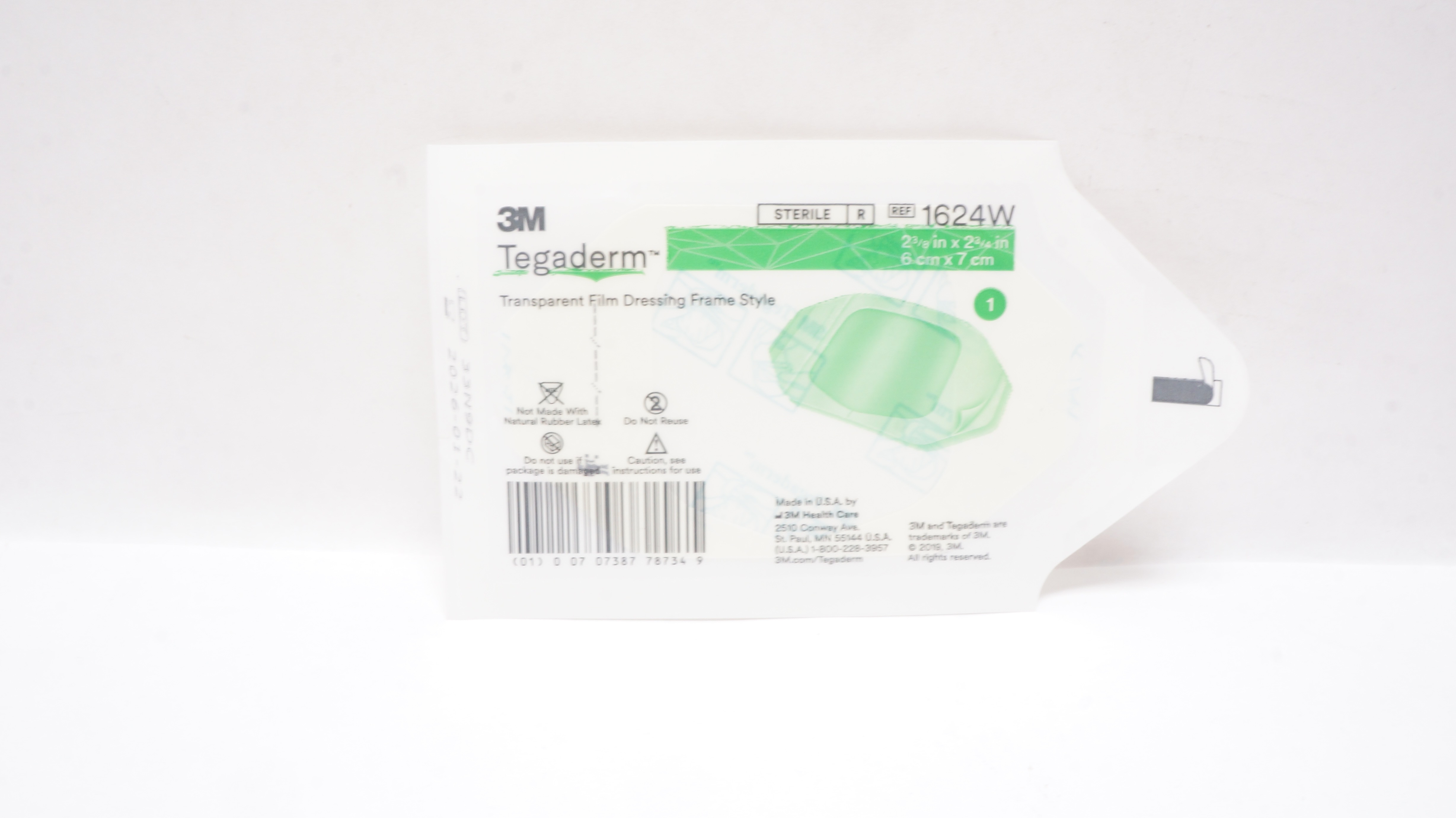 3M 1624W Tegaderm Transparent Film Dressing Frame Style 2-3/8 x 2-3/4 inch