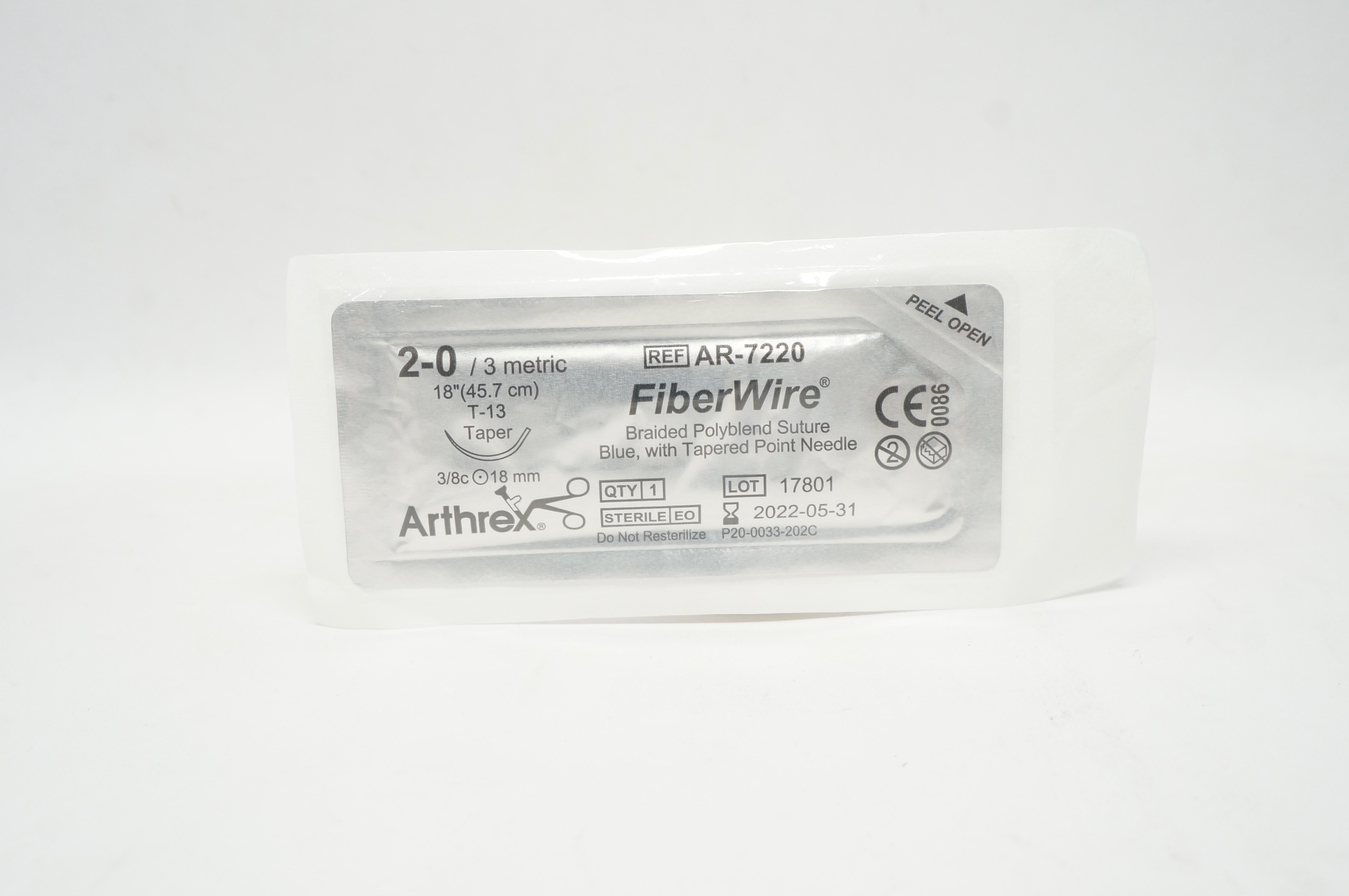 Arthrex AR-7220 2-0 FiberWire Braided Stre T-13 18mm 3/8 Taper 18inch (x)