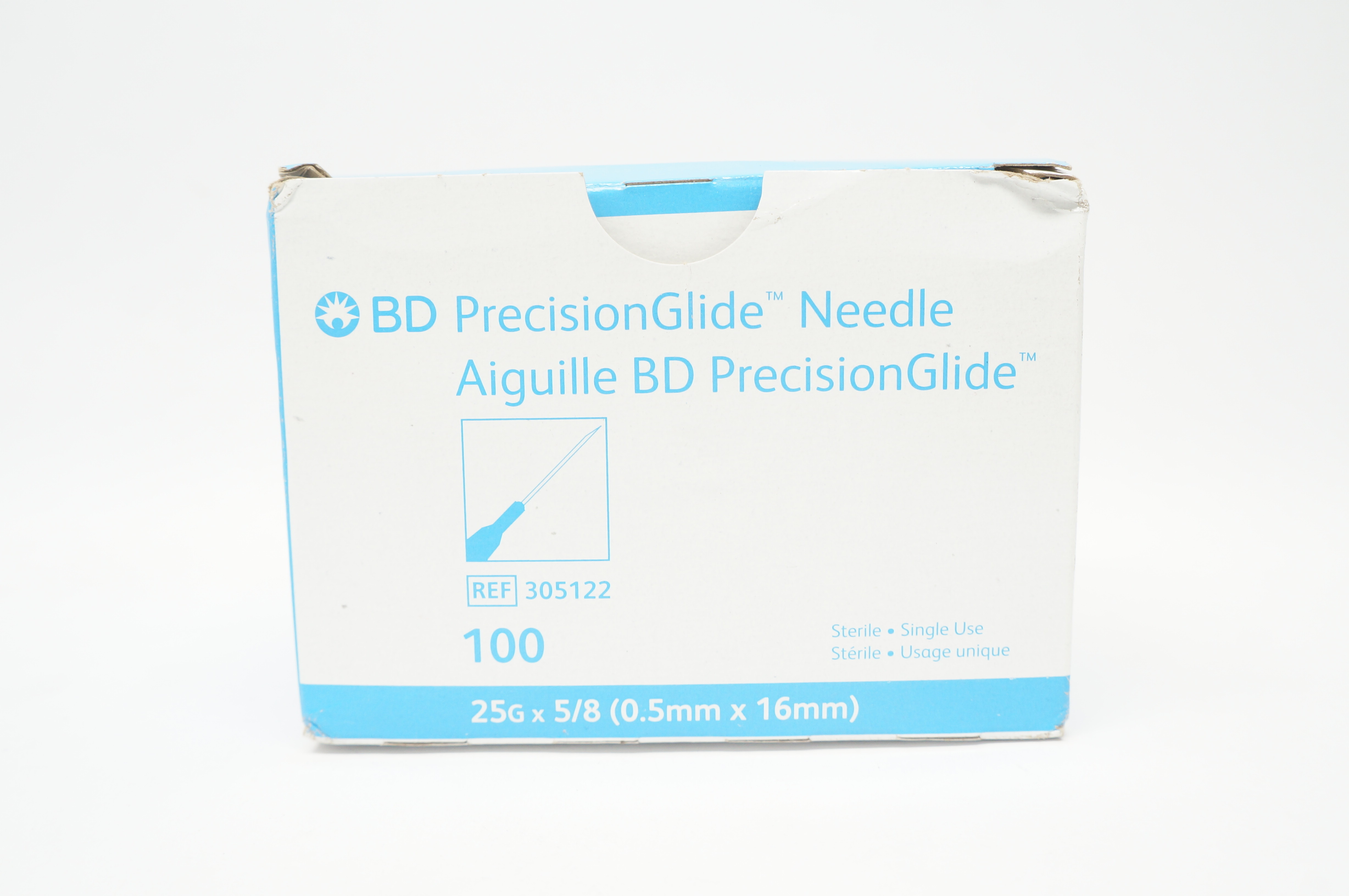 BD 305122 Precision Glide Ndle 25G x 5/8inch - Box of 100