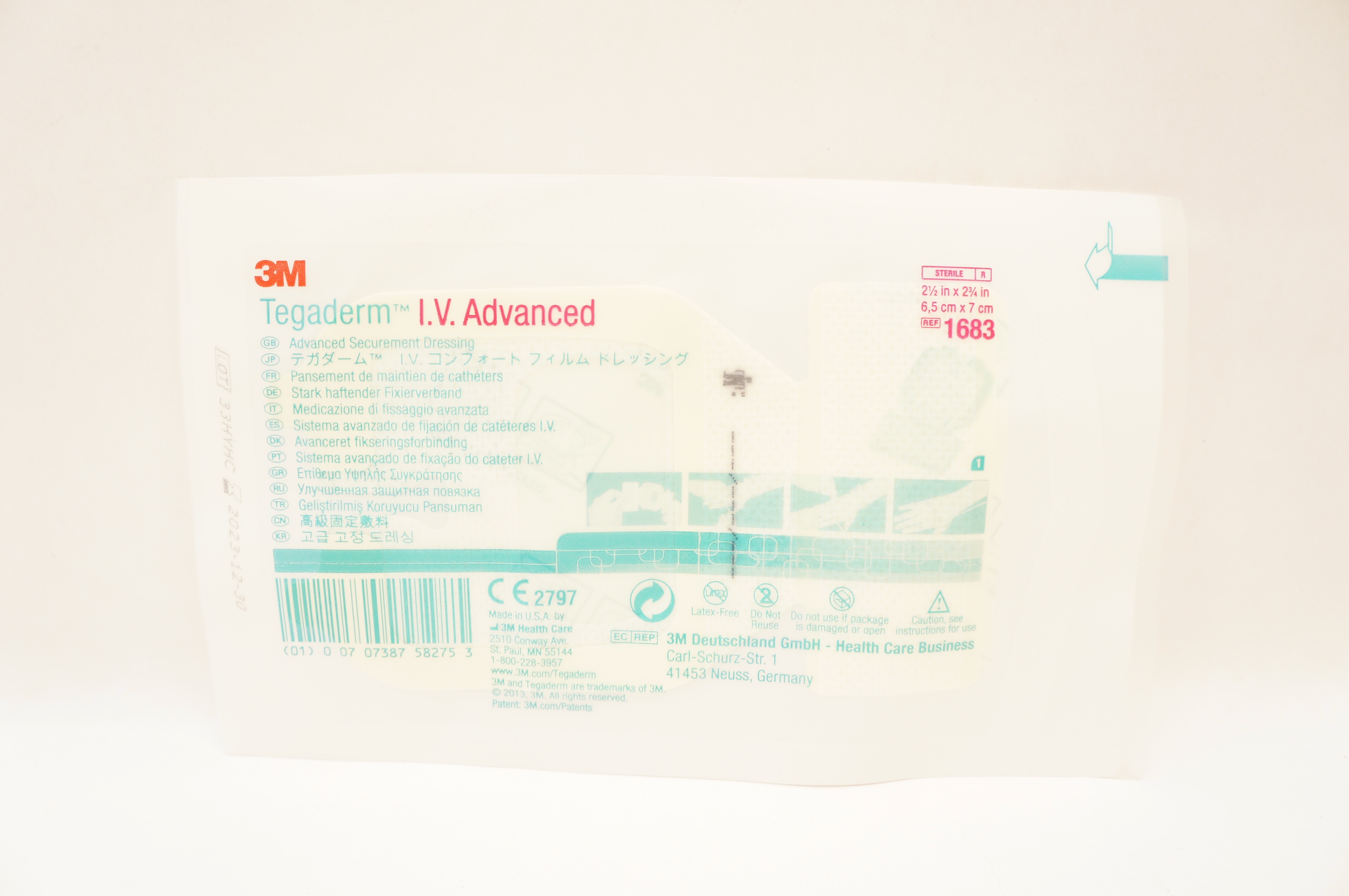 3M 1683 Tegaderm IV Advanced Securement Dressing 2-1/2inch x 2-3/4inch
