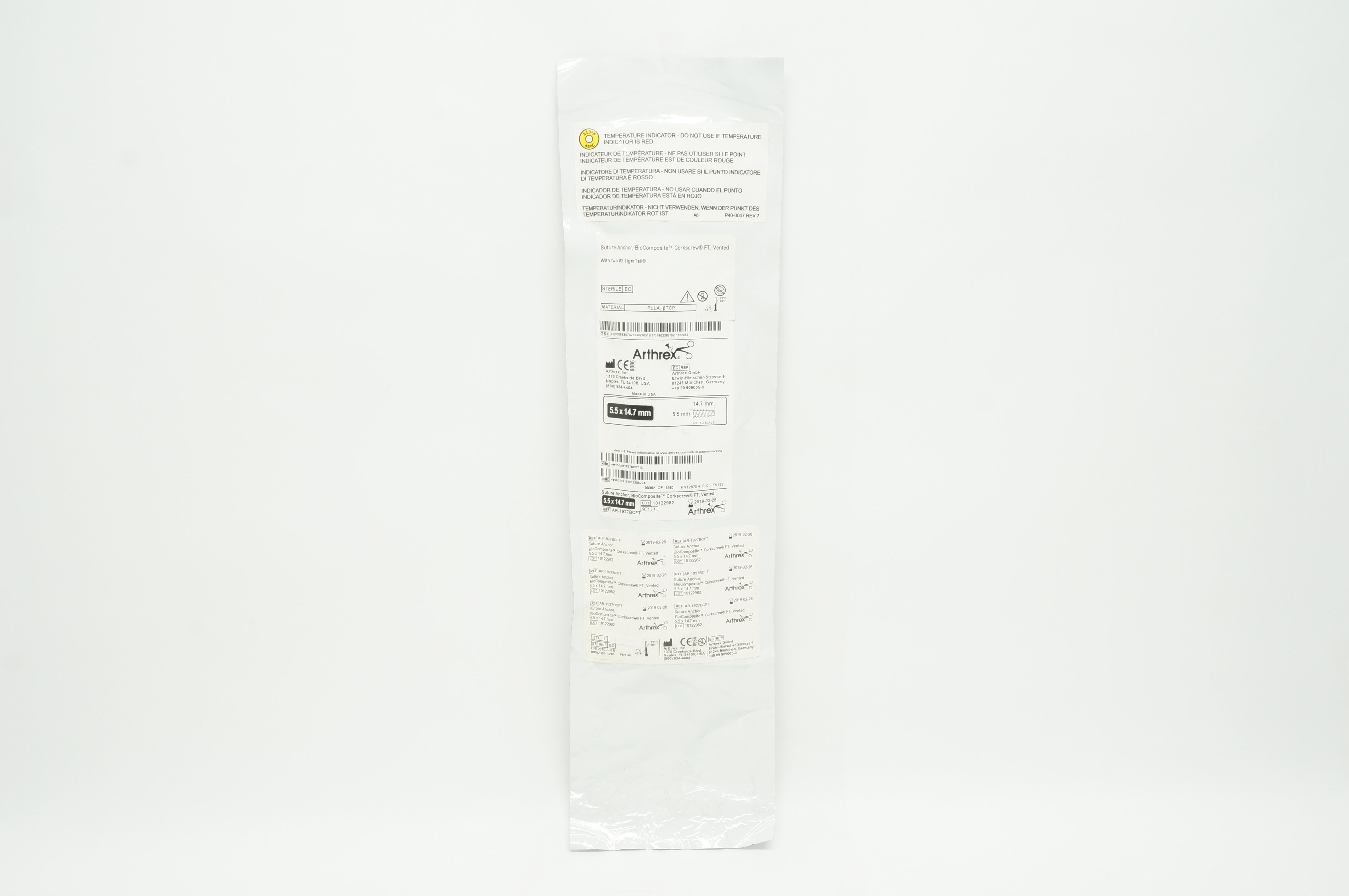Arthrex AR-1927BCFT Stre Anchor BioComposite Corkscrew FT Vented 5.5 x 14.7mm(x)