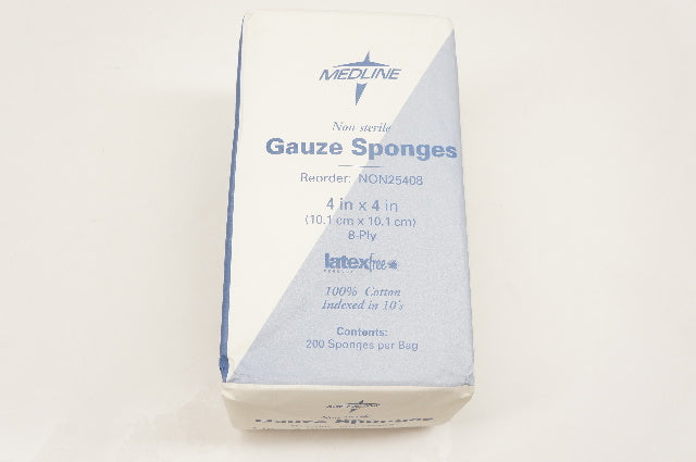 Medline NON25408 Gauze Sponges 4inch x 4inch - Bag of 200