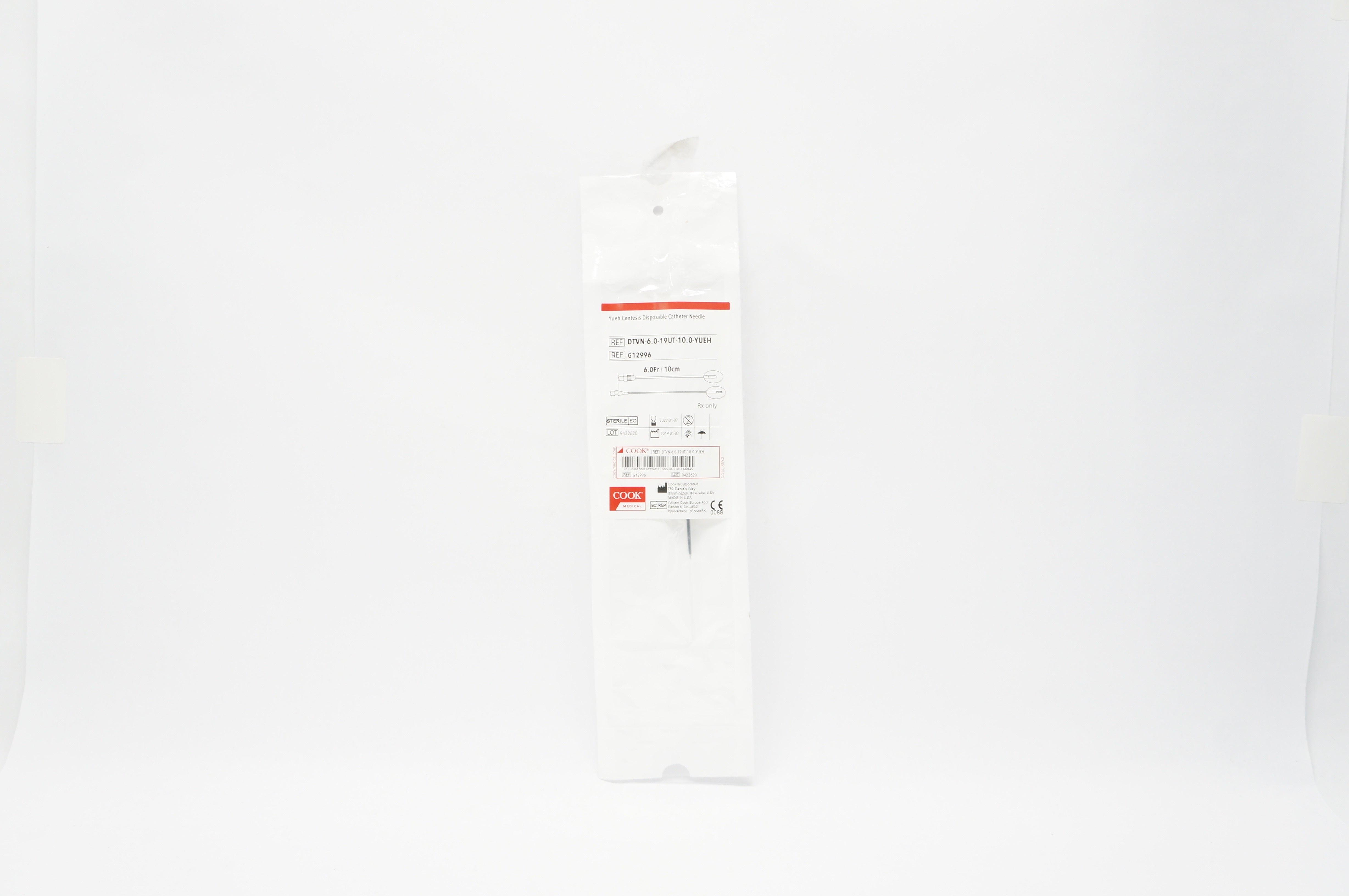 Cook Medical G12996 Yueh Centesis Disposable Cath. Ndle. 6.0Fr x 10cm (x)