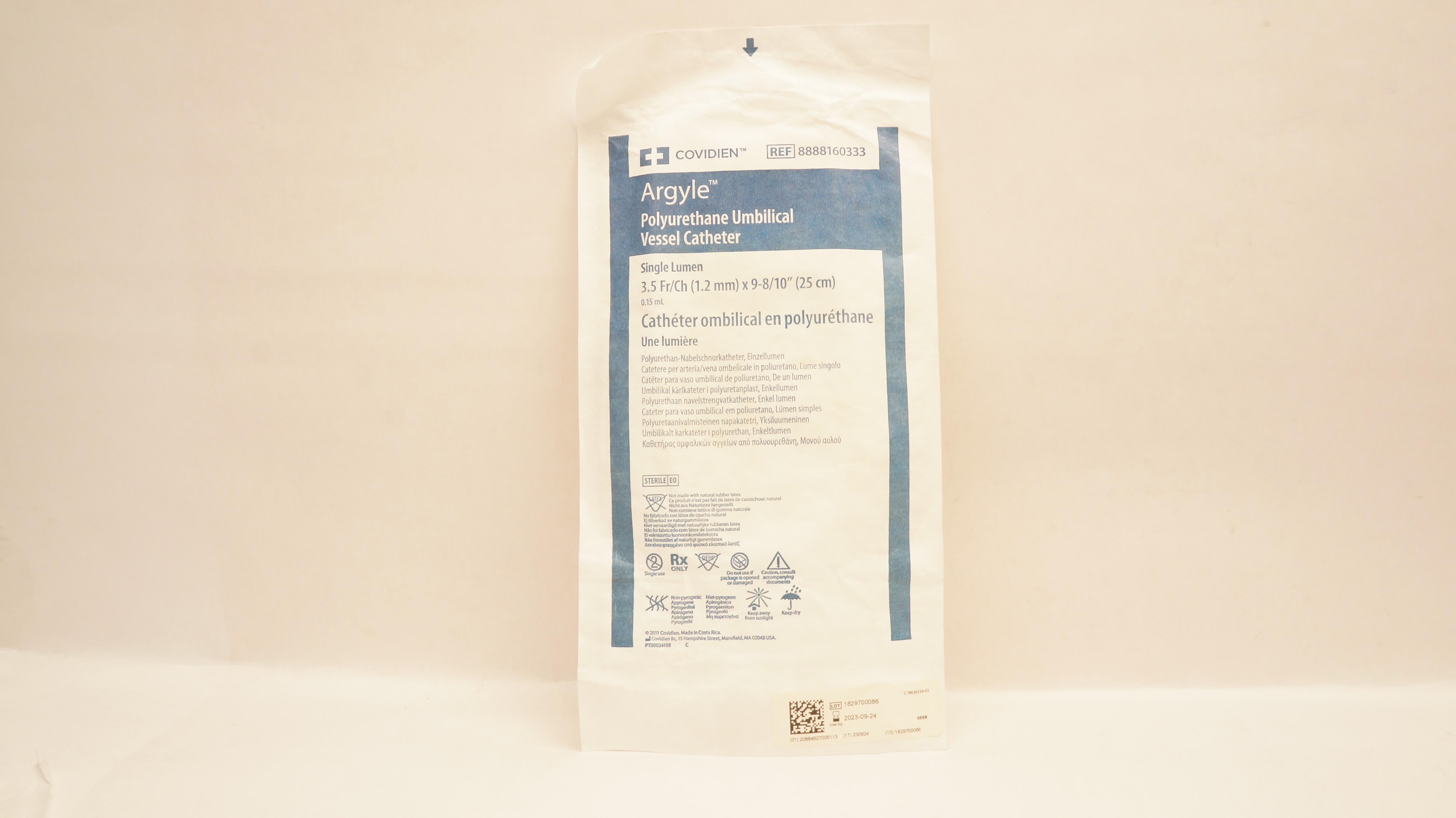 Covidien 8888160333 Argyle Umbilical Vessel Cath. 3.5Fr/Ch x 15inch x 0.15mL