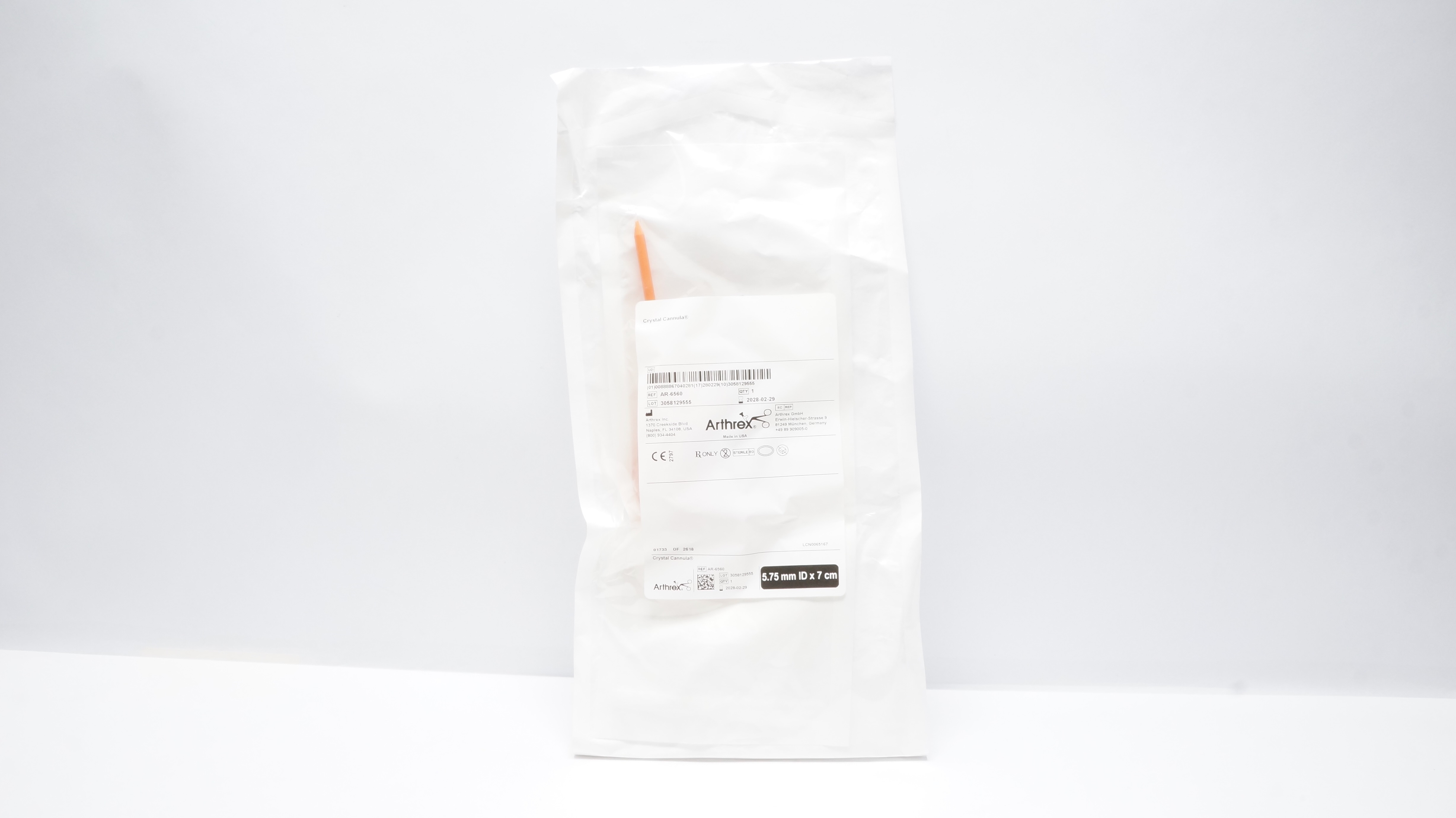 Arthrex AR-6560 Crystal Cannula 5.75mm ID x 7cm