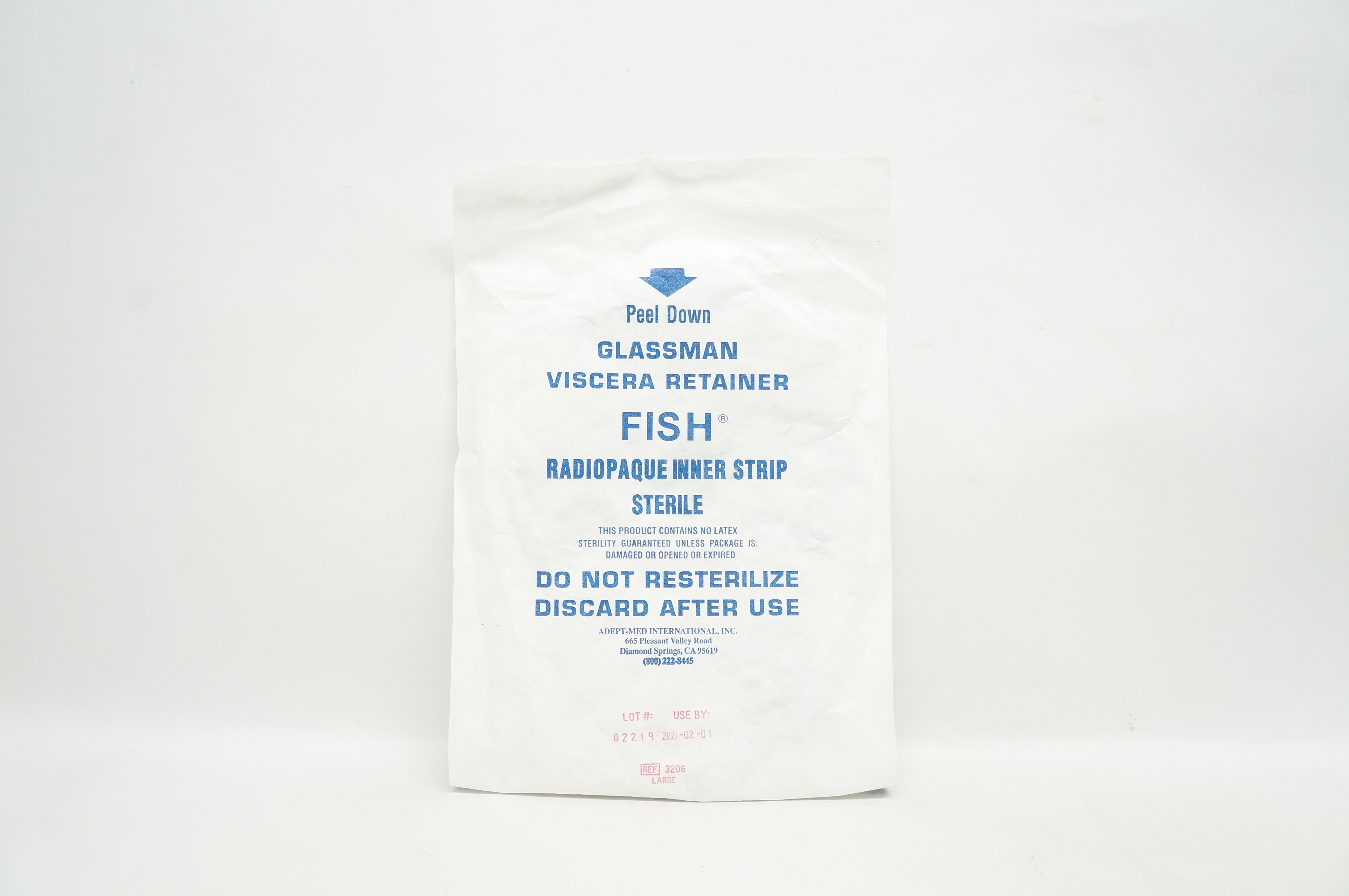 Adept-Med 3206 Glassman Viscera Retainer Fish Radiopaque Inner Strip, Large (x)