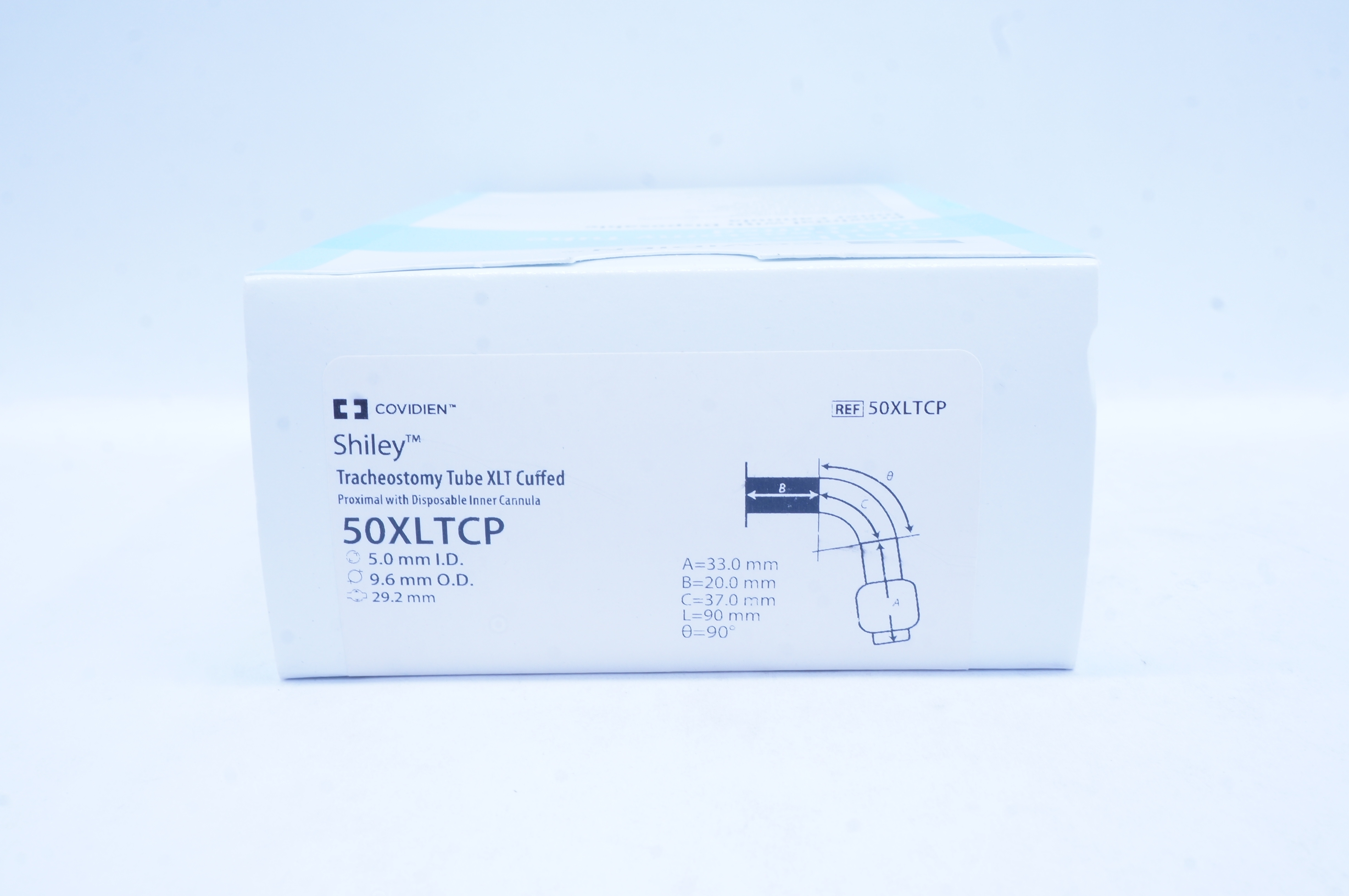 Covidien 50XLTCP Shiley Tracheostomy Tube XLT Cuffed 5.0 ID x 9.6 OD x 29.2mm