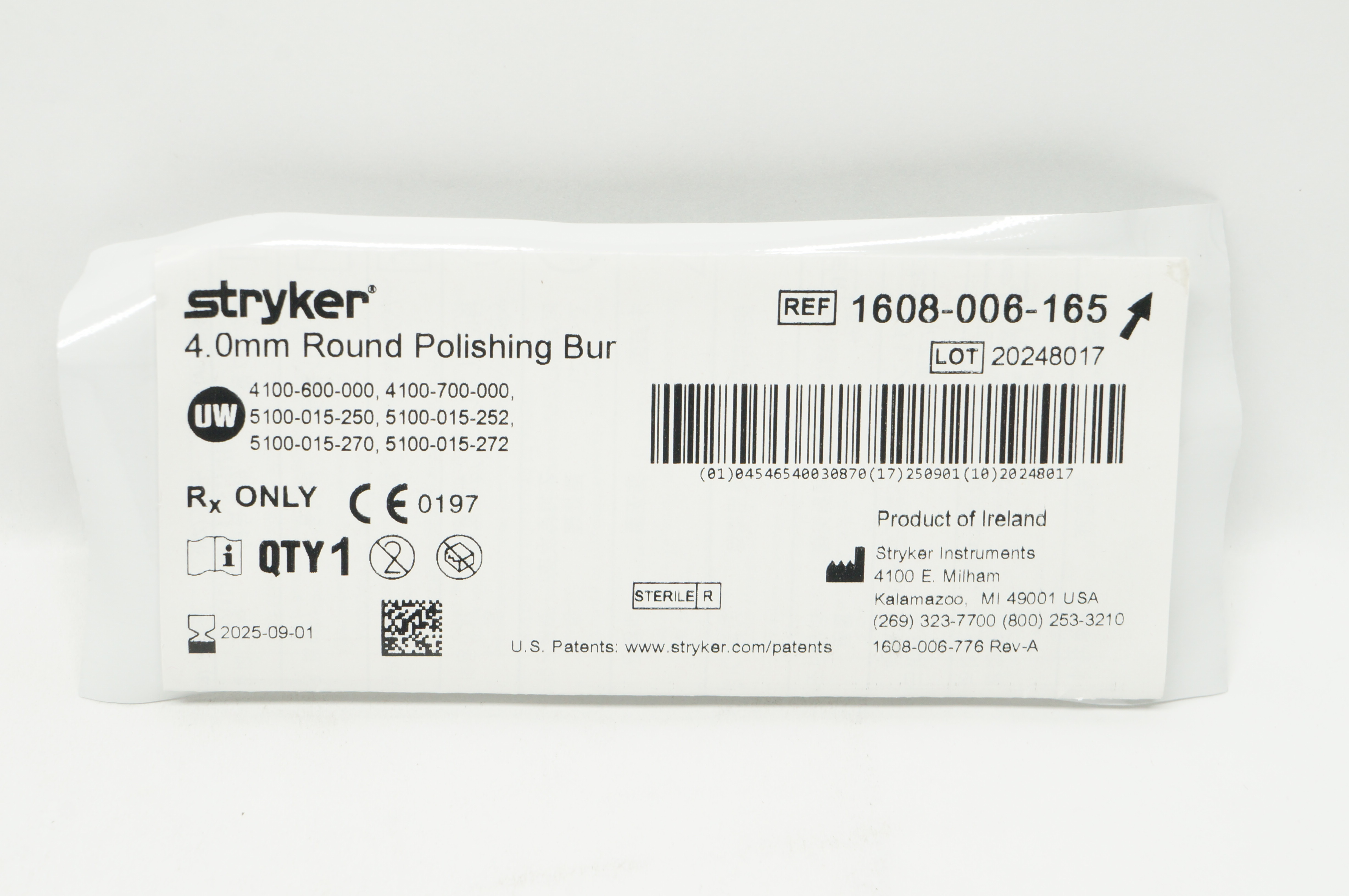 Stryker 1608-006-165 4.0mm Round Polishing Bur