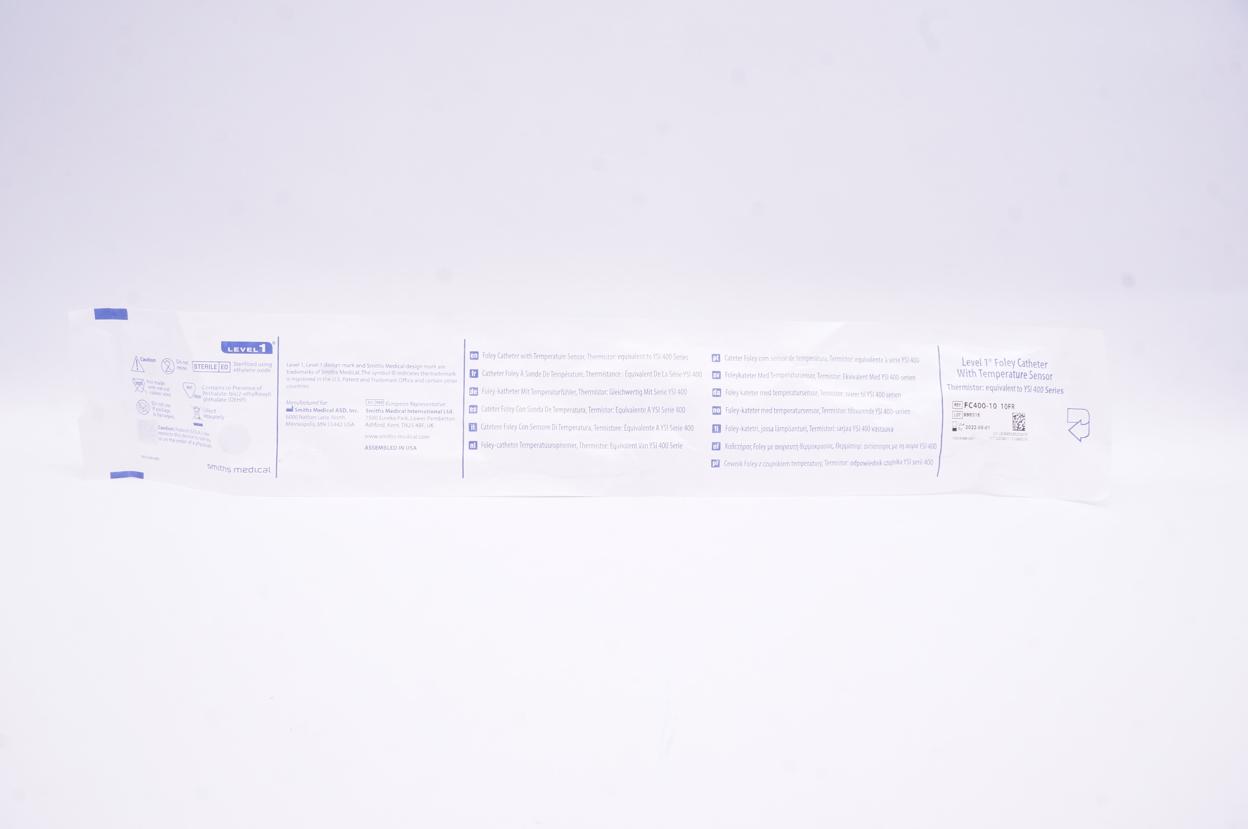 Smiths Medical FC400-10 Foley Cath. with Temperature Sensor 10Fr