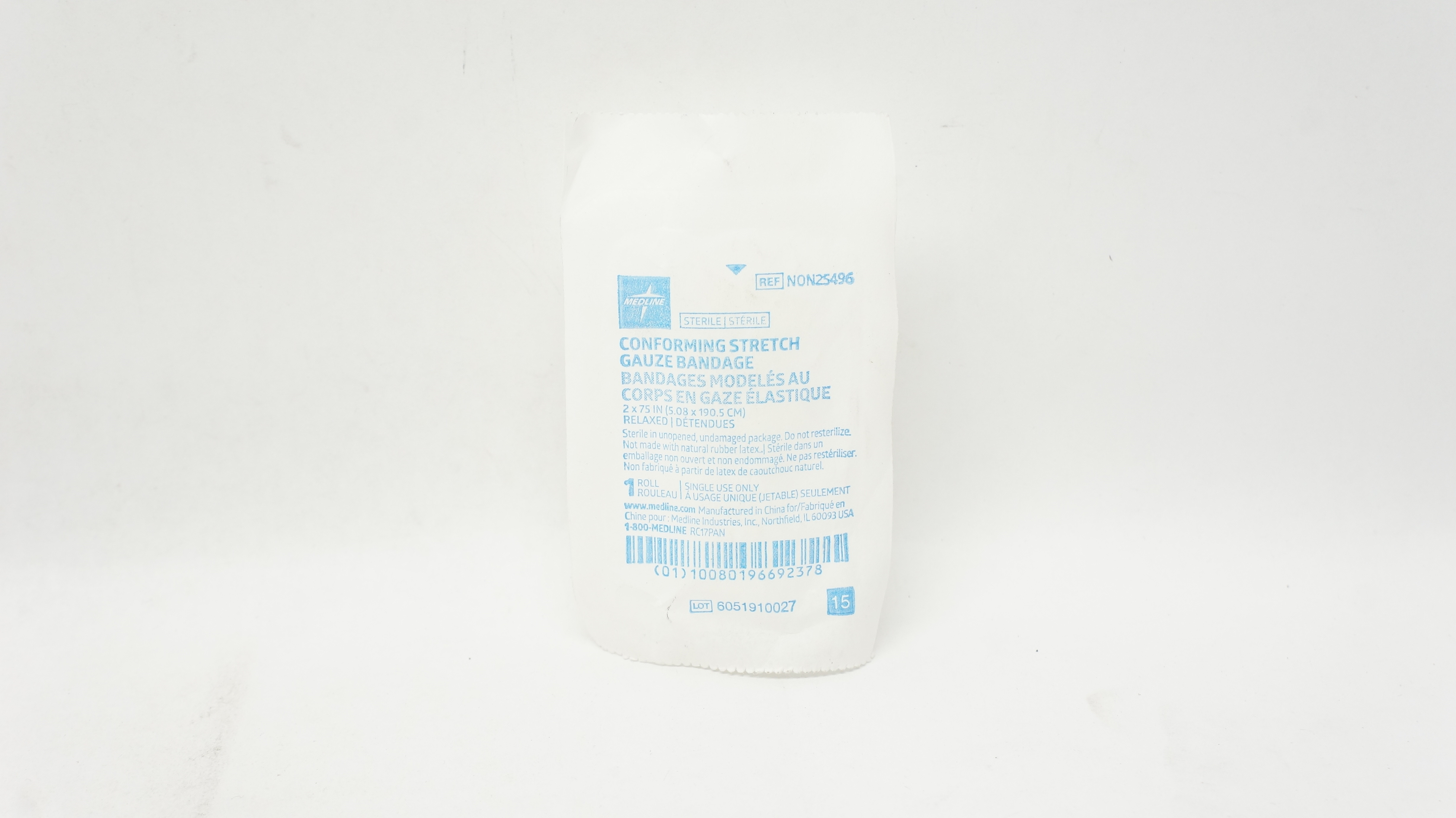 Medline NON25496 Conforming Stretch Gauze Bandage 2 inch x 75 inch Relaxed