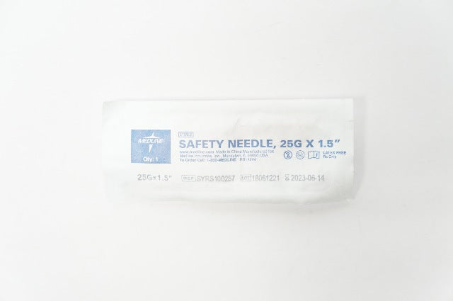 Medline SYRS100257 Safety Needle 25G x 1.5inch