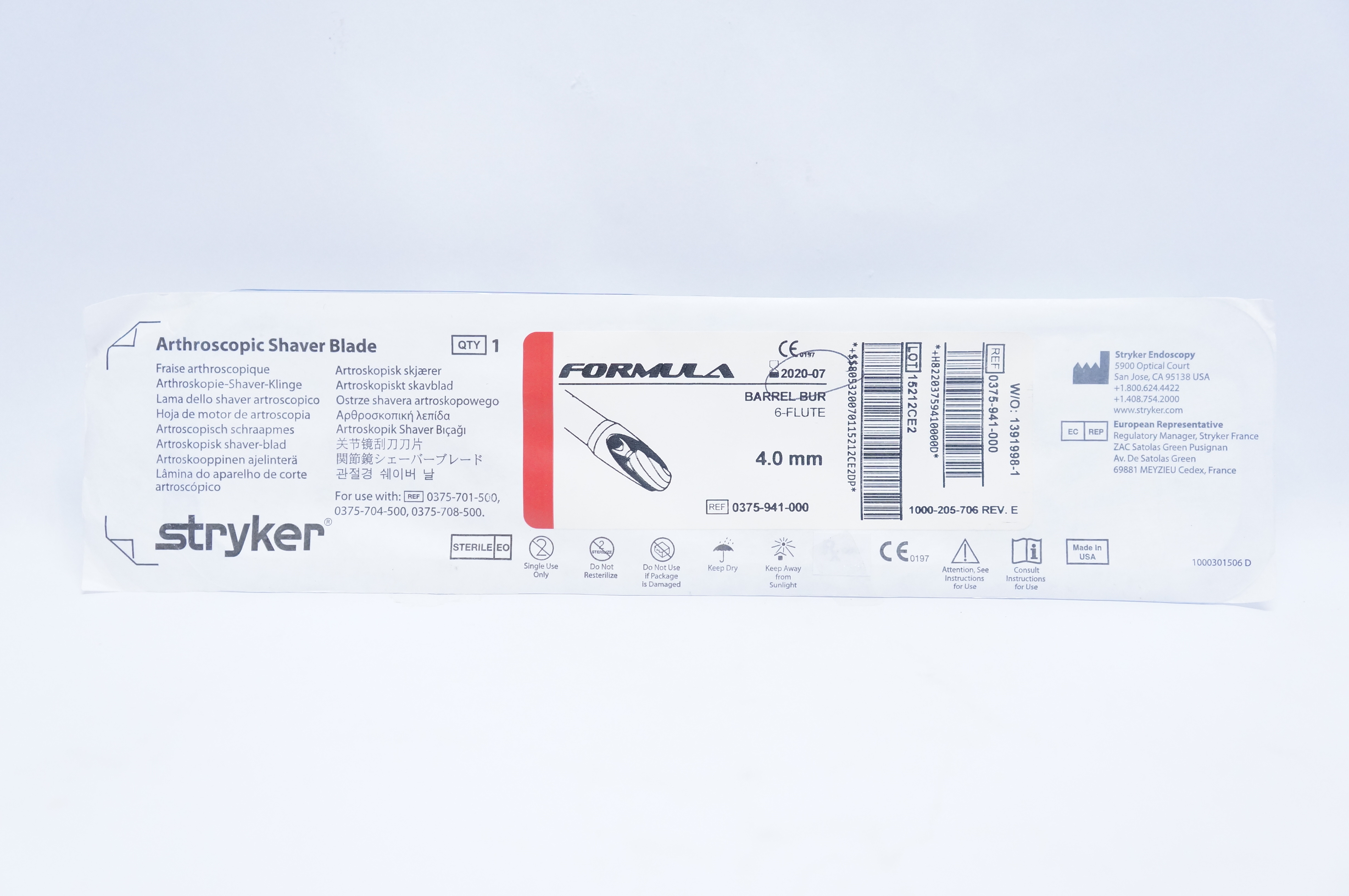 Stryker 0375-941-000 FORMULA Arthroscopic Shaver Blade 4.0mm (x)