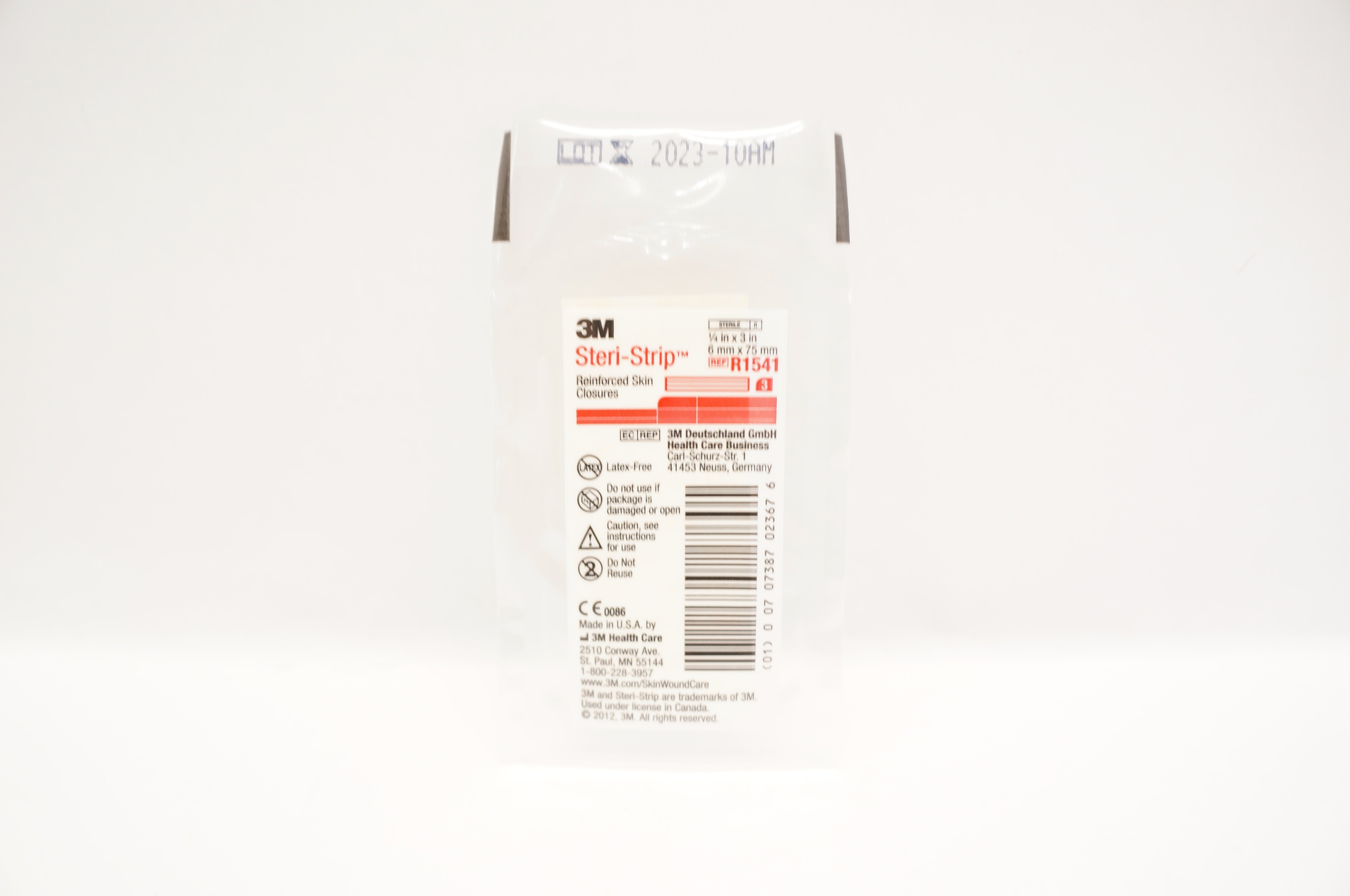 3M R1541 Steri-Strip Reinforced Skin Closures 1/4inch x 3inch - Pack of 3