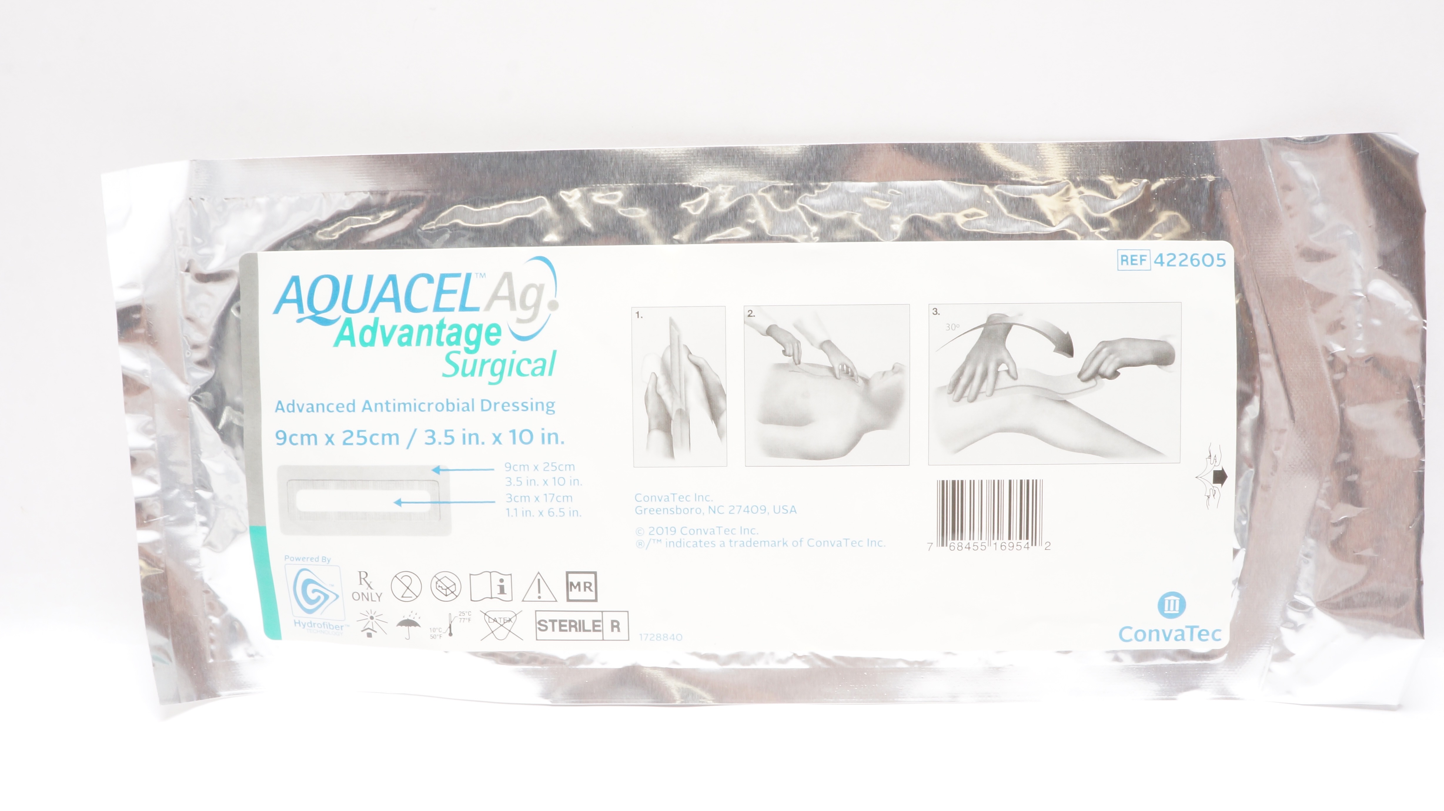 ConvaTec 422605 Aquacel Ag Advanced Antimicrobial Dressing 3.5inch x 10inch (x)