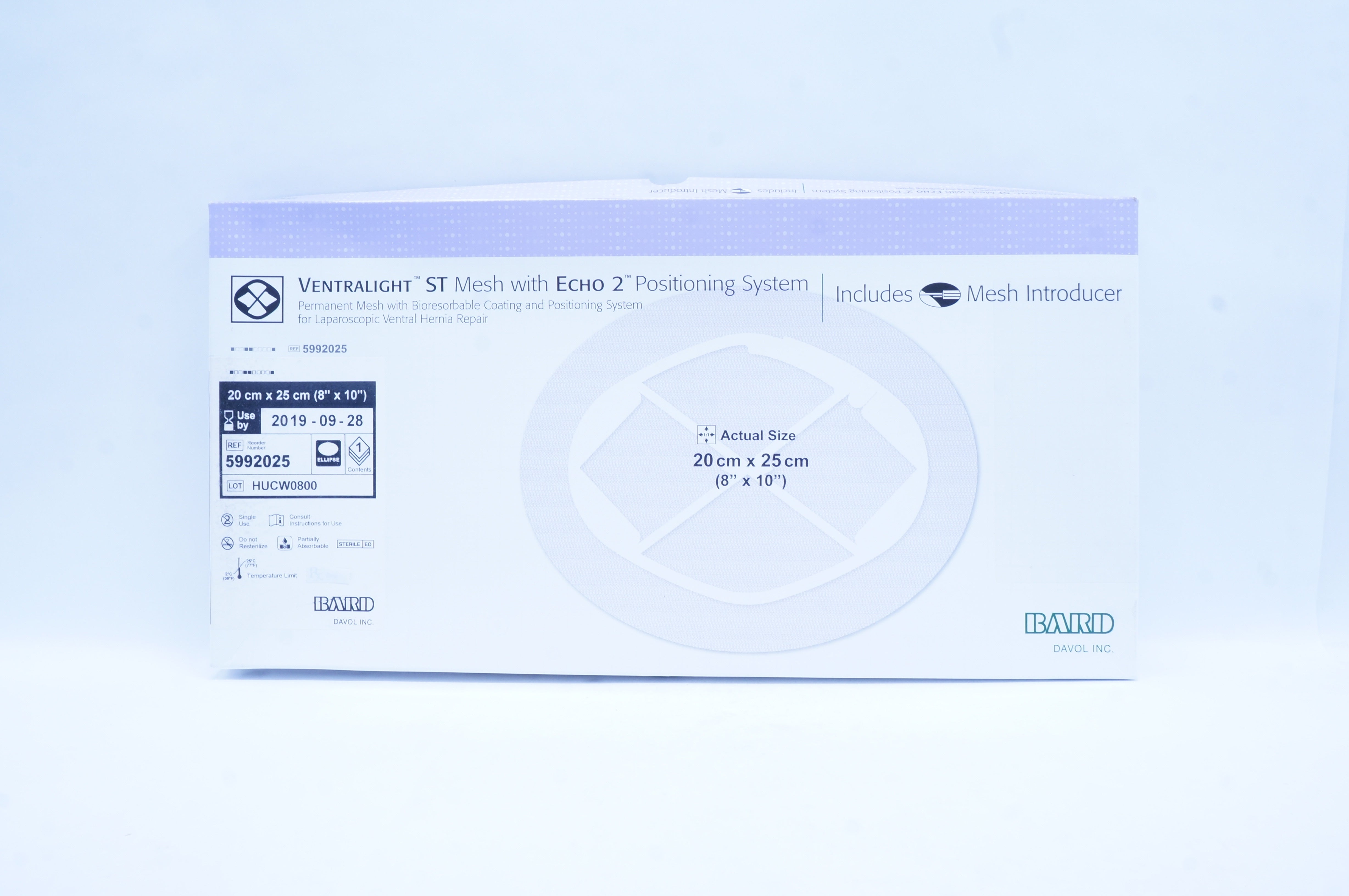 Bard 5992025 Ventralight ST Mesh, Echo2 Positioning System, Ellipse 8 x 10in(x)