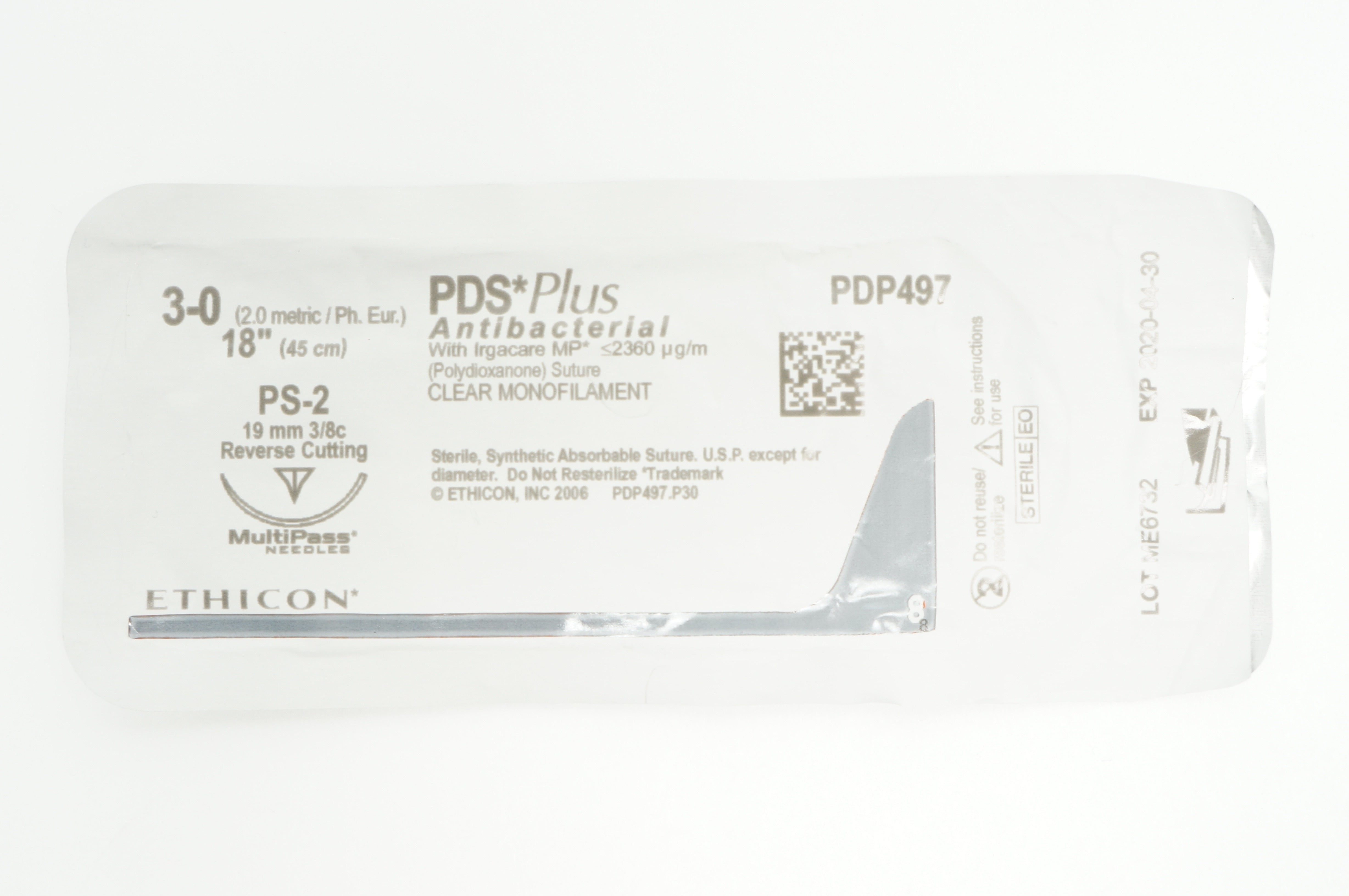 Ethicon PDP497 3-0 PDS Plus PS-2, 19mm 3/8c Reverse Cutting, 18inch (x)