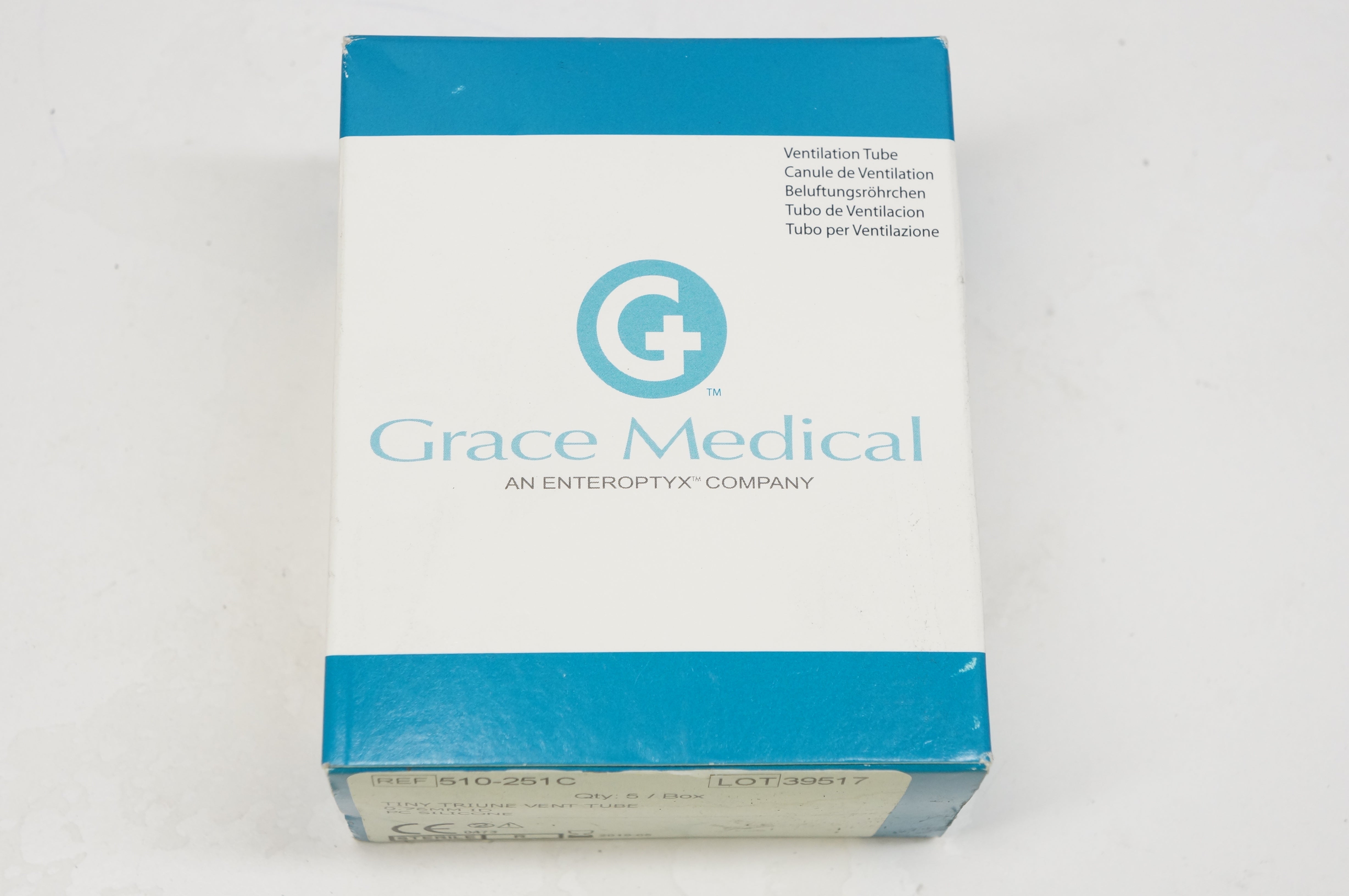 Grace Medical 510-251C Tiny Triune Vent Tube 0.76mm ID PC Silicone (x) -Box of 2