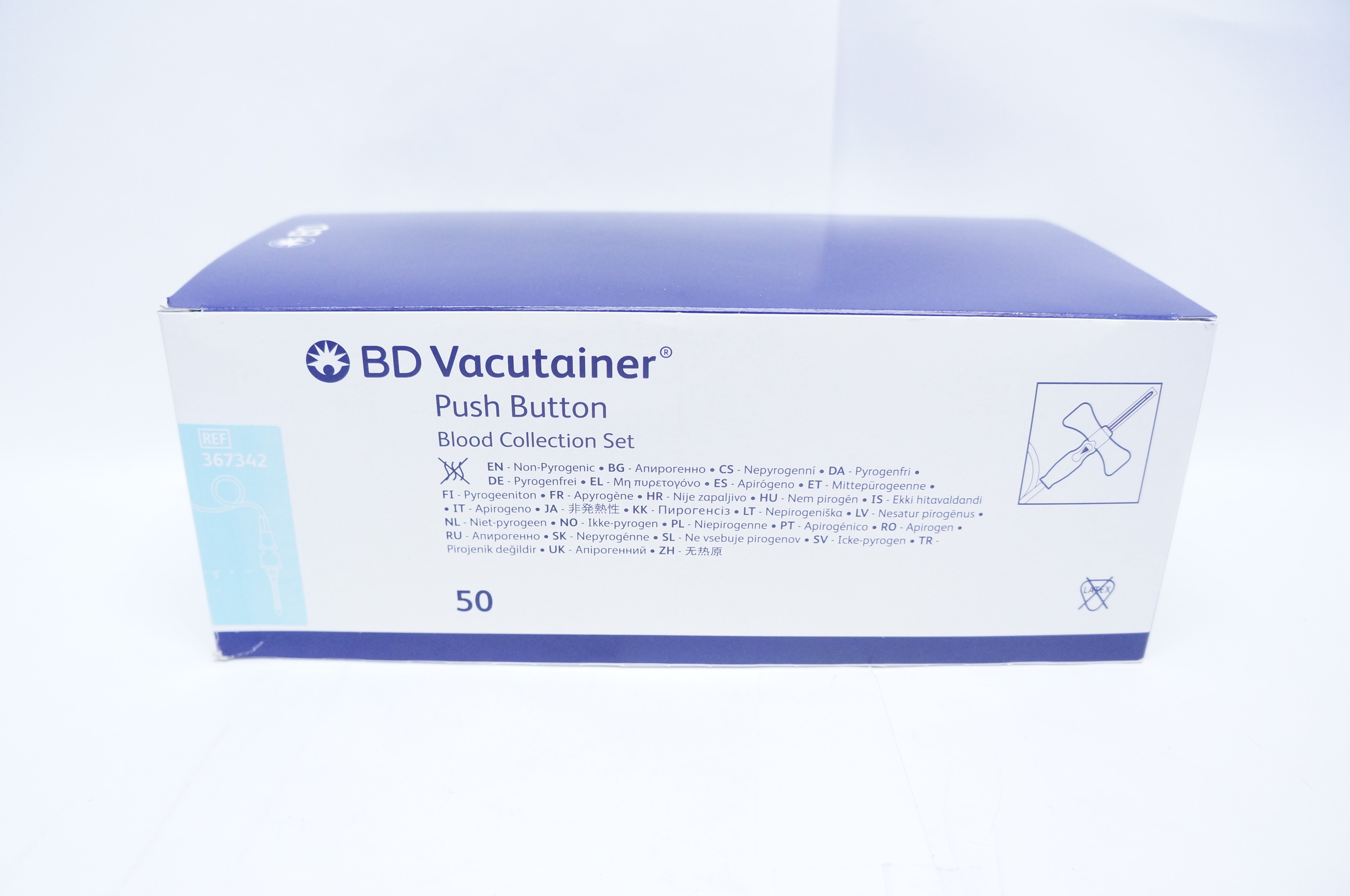 BD 367342 Push Button Blood Collection Set 23G x 13/4 x 12inch (x) - Box of 50