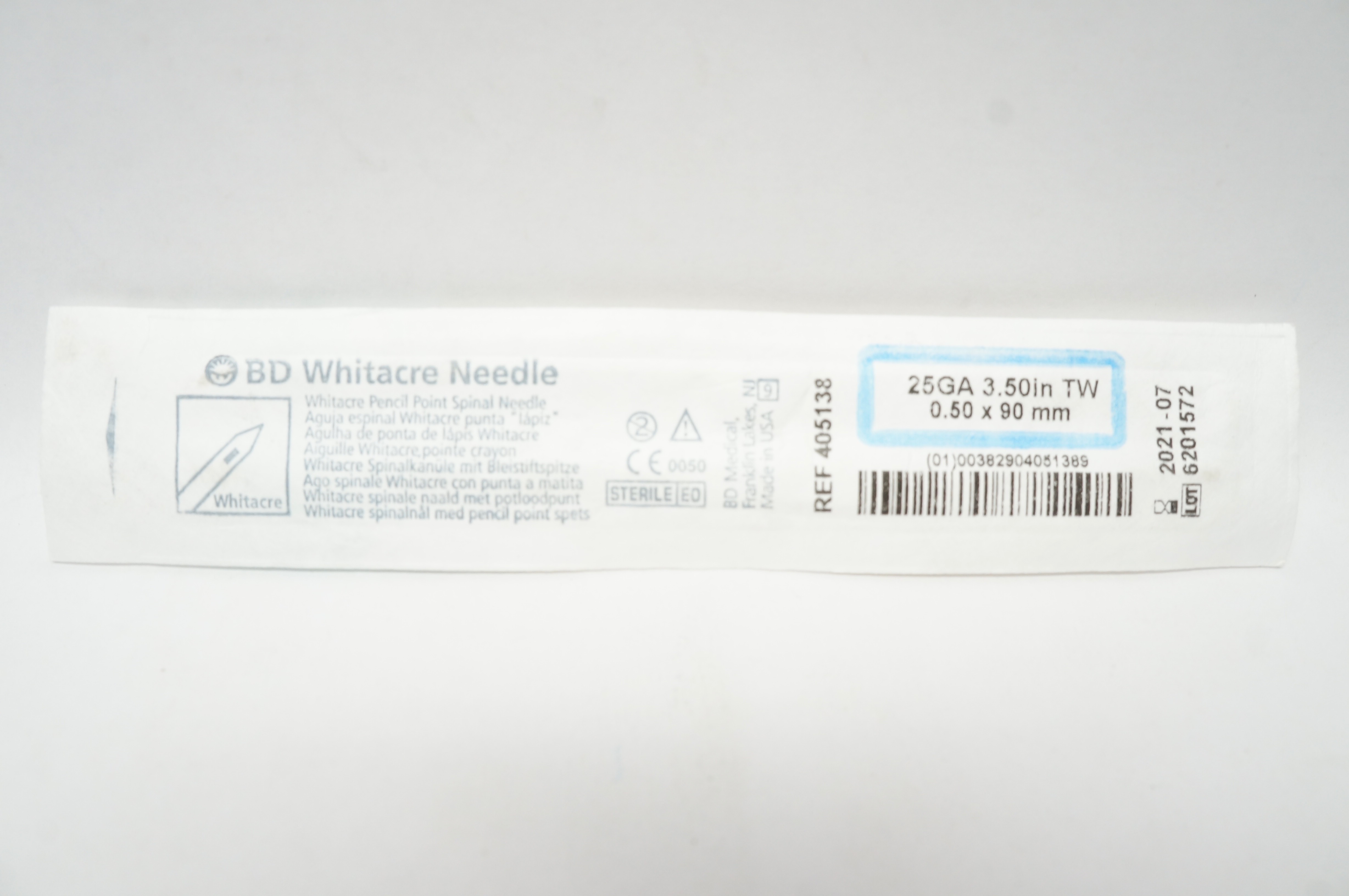 BD 405138 Whitacre Pencil Point Spinal Ndle 25Ga x 3.50 inch (x)