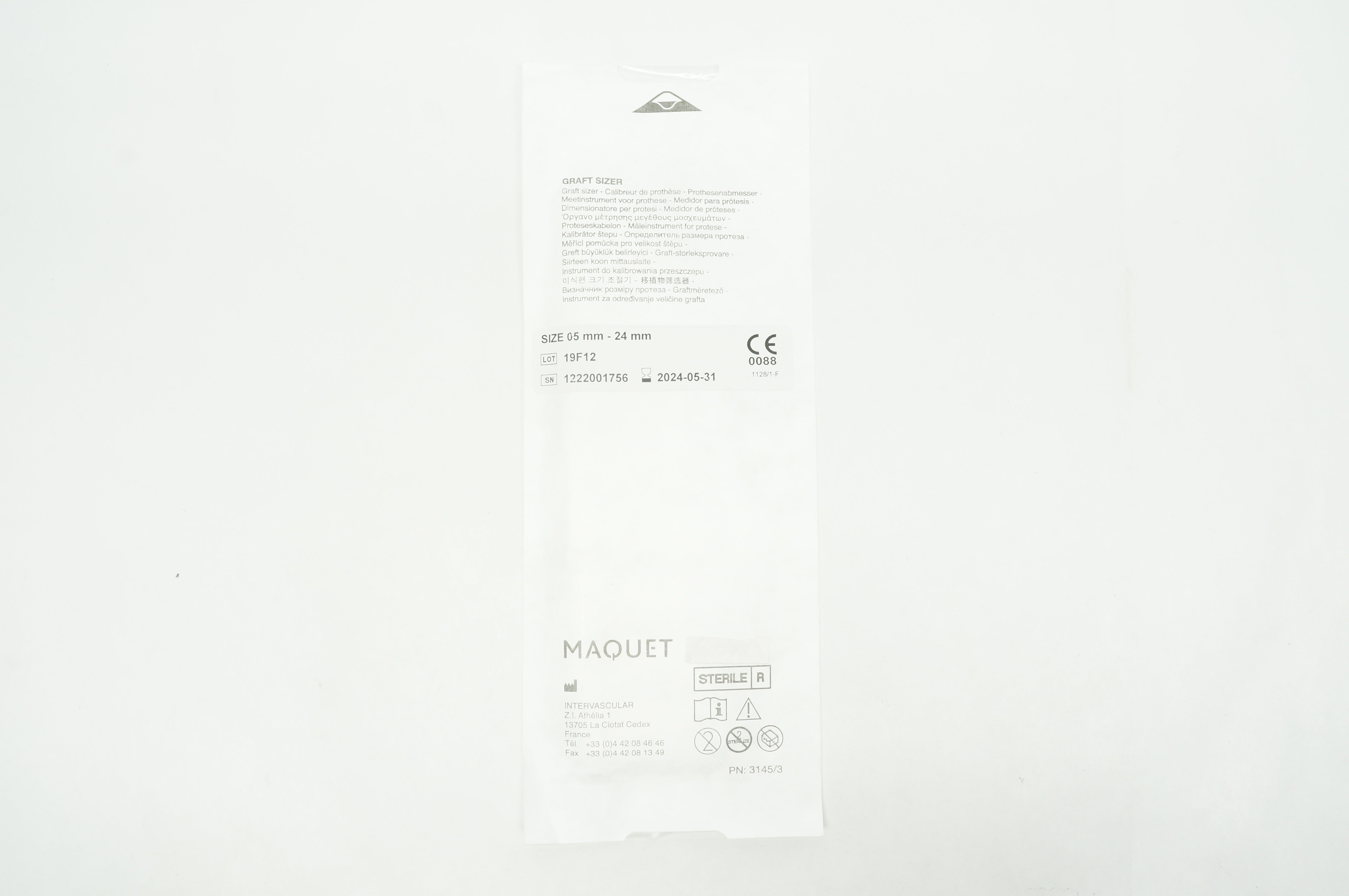 Intervascular 1222001756 Maquet Graft Sizer 05mm-24mm