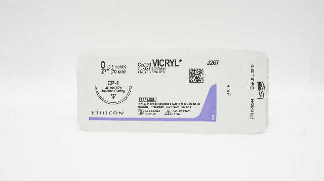 Ethicon J267 0 VICRYL CP-1 36mm 1/2c Reverse Cutting 27inch (x)